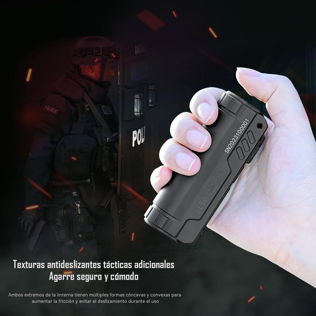IMALENT BL50 Rechargeable LED Flashlight 3,600 Lumens, with White and UV Light, High Performance Mini Flashlight - 6 Modes, OLED Display for Camping, Hiking, Cycling, Emergencies (Black)