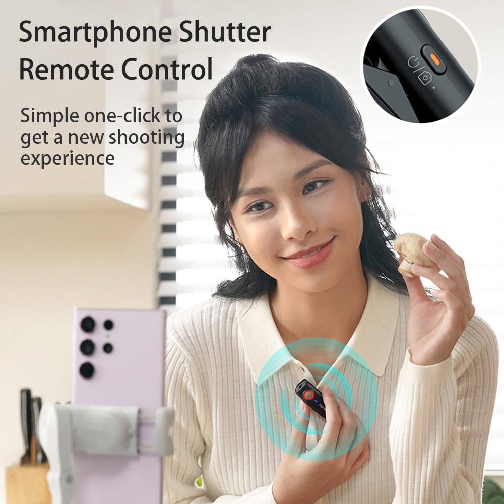 hohem MIC-01 Wireless Lavalier Microphone for Android Phone Camera Laptop,3-Level Noise Cancelling Shutter Control Built-in TF Card Slot 48KHz 16Bit, Magnet Lapel Mic for Vlog Interview TikTok Live
