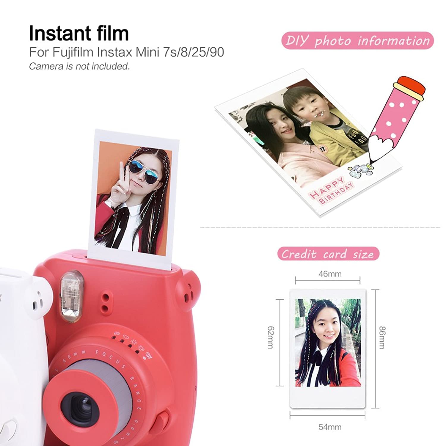 Fujifilm Instax Mini Instant Film 60 Sheets - 6 Packs of 10 Sheets, 3216576414
