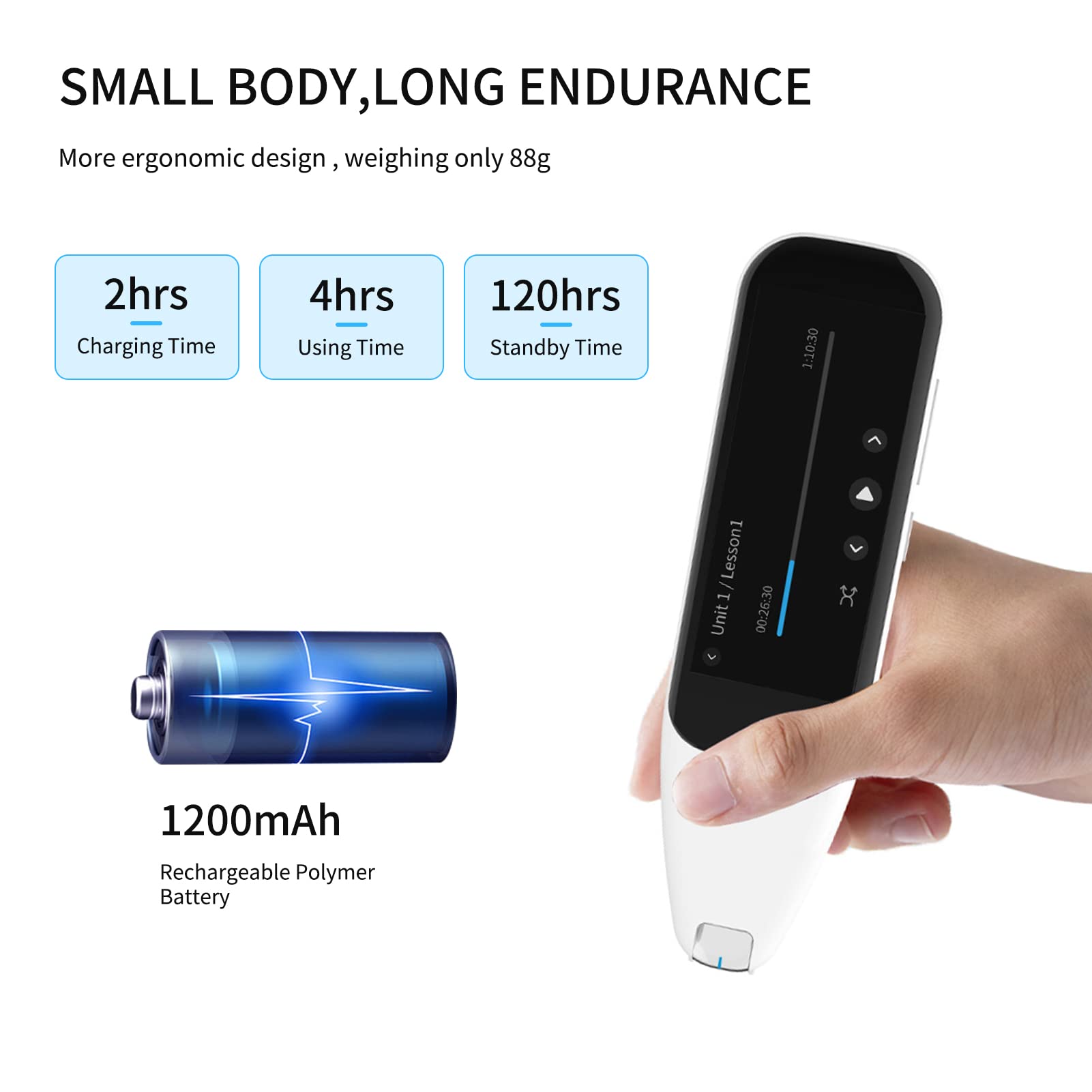 Alisa scanning pen，Dictionary Translation Pen Scanner Text Scanning Reading Translator Device Multilingual Scanner WiFi/Hotspot Connection/Offline Recording Pen Support 112 Languages