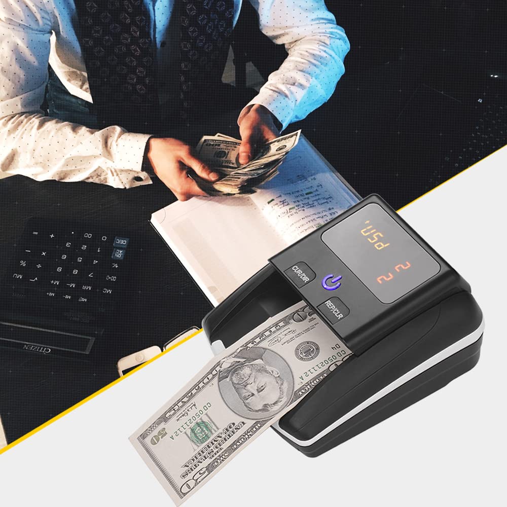 جهاز كشف العملات النقدية الصغيرة المحمولة، عداد القيمة للكشف عن الاشعة فوق البنفسجية/MG/IR مع بطارية نقود مزيفة
