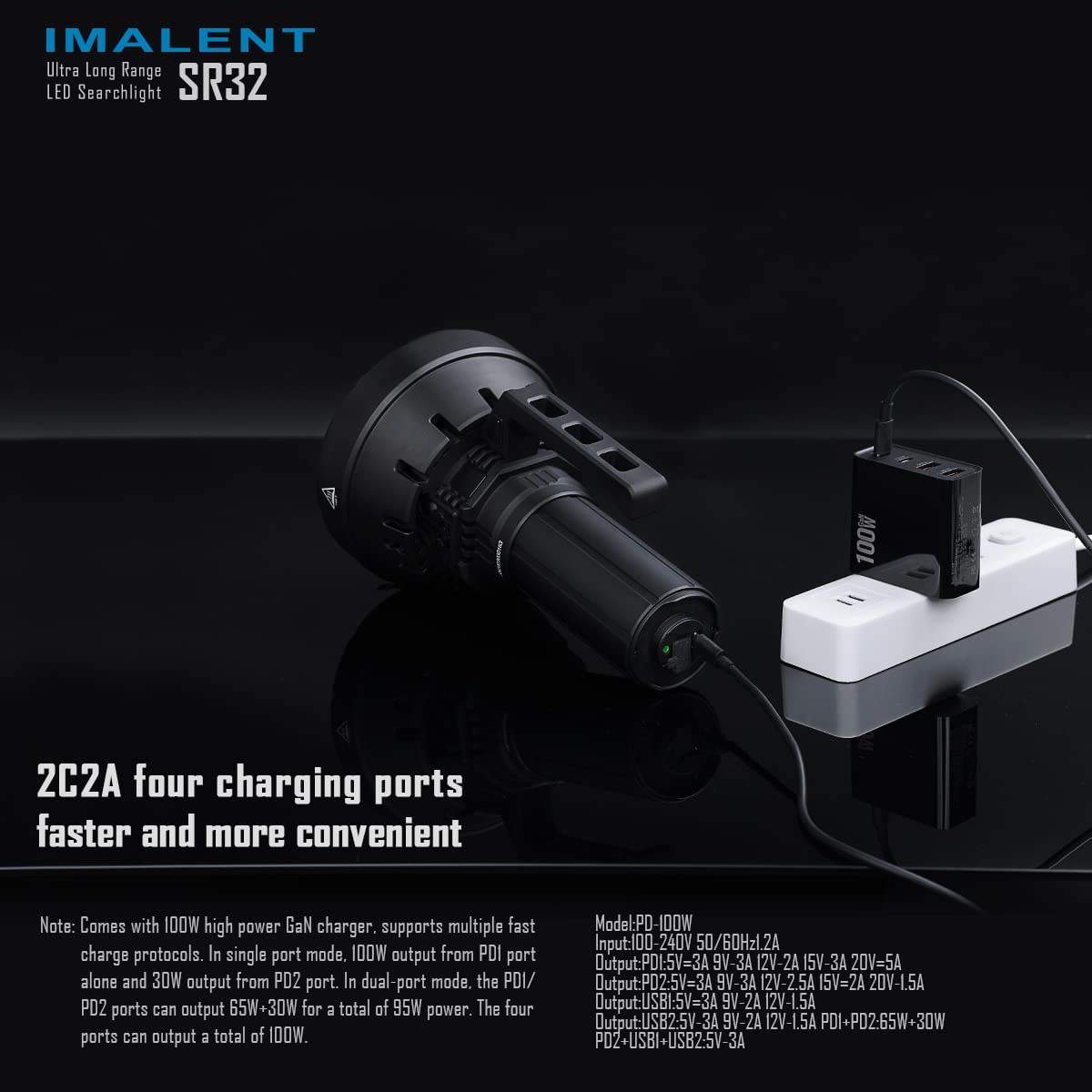 Imalent SR32 Flashlight with 2080m Long Beam, 120000 Lumens, Ultra Bright LED Flashlight with OLED Display, Type-C Fast Charging, High Lumens Ideal for Outdoor Use, Hunting and Emergencies