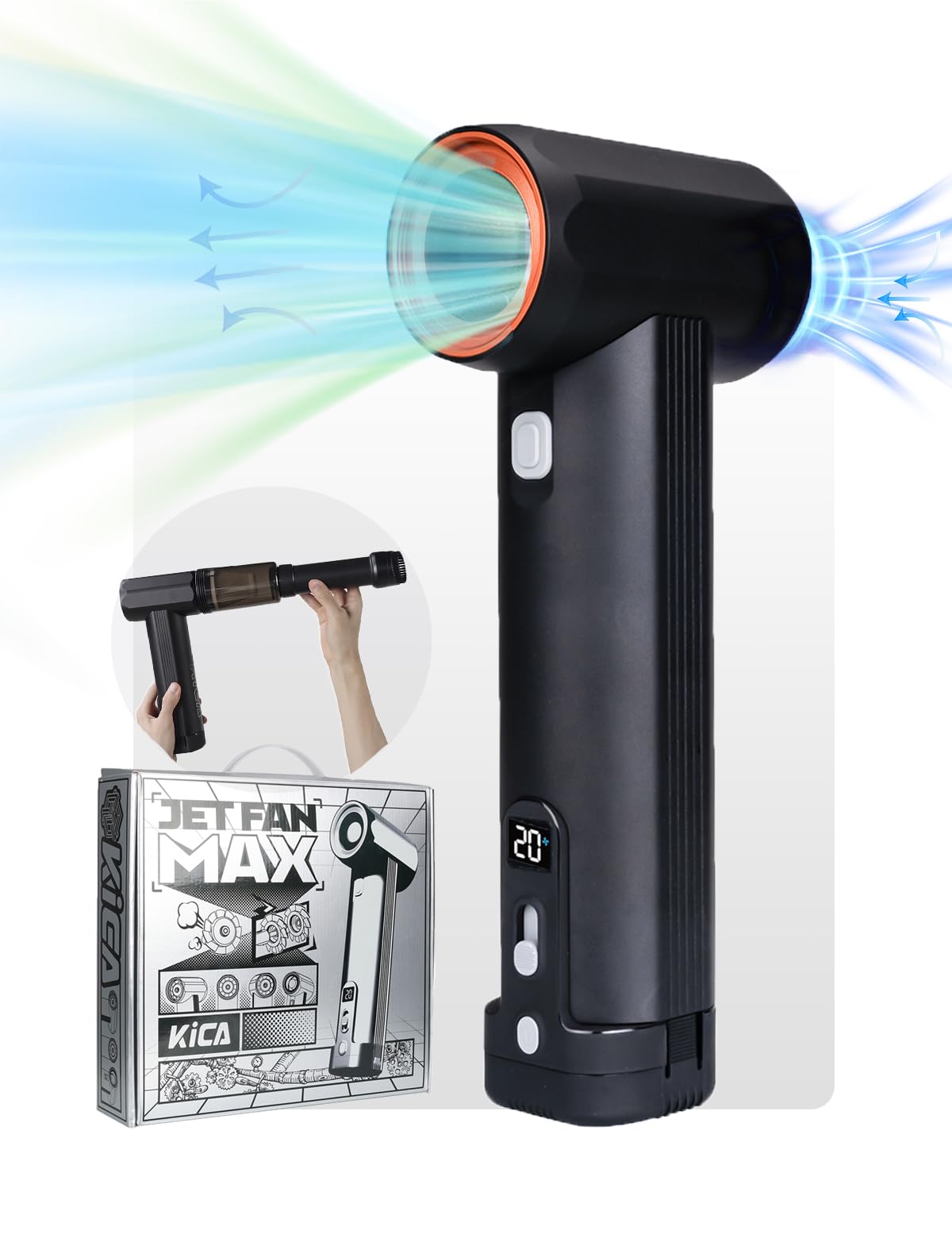 Kica Car Air Blower and Turbo Fan from Jetfan, Powerful Wireless Electric Blower for Car Drying and Snow Blowing