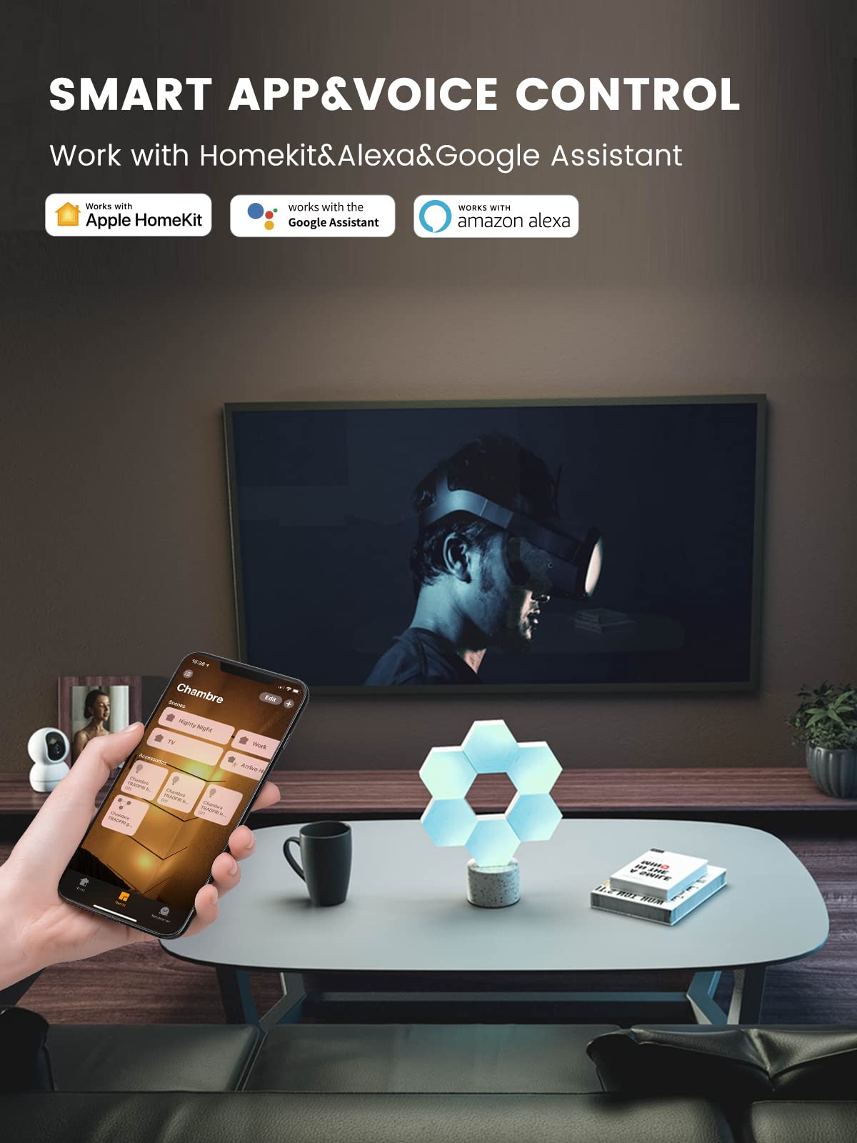 Cololight Smart Hexagonal Wall Lights with USB Power, RGB Modular Geometric Lighting Units, Aesthetic Room Decor, Ideal for Living Room and Bedroom, Set of 15 Pieces