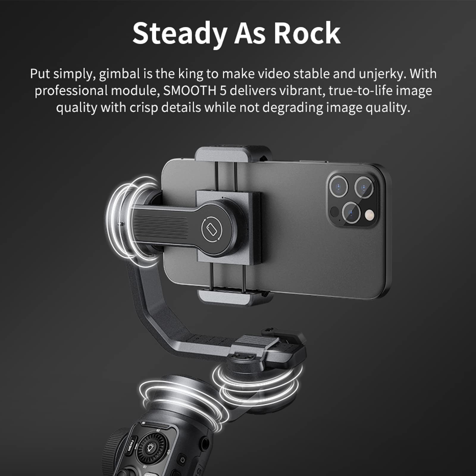 Zhiyun Smooth 5 Combo Gimbal Stabilizer for Smartphone, 3-Axis Portable Android and iPhone Gimbal Stabilizer with Tripod, LED Fill Light & Carrying Bag for Video Recording, Vlogging, YouTube, TikTok
