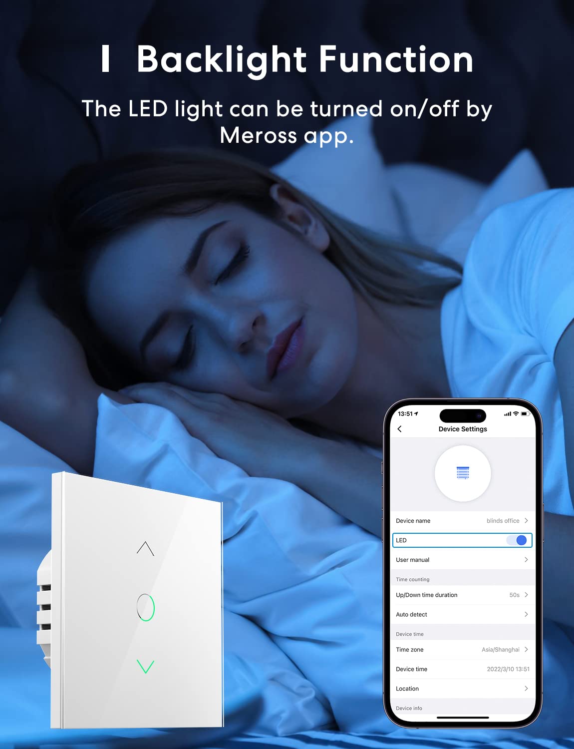 Meross Wi-Fi Shutter Switch - Smart LED Curtain Switch, Compatible with Alexa and Google Assistant, Percentage Control, 2.4GHz, 2 Pack (Requires Neutral Wire)
