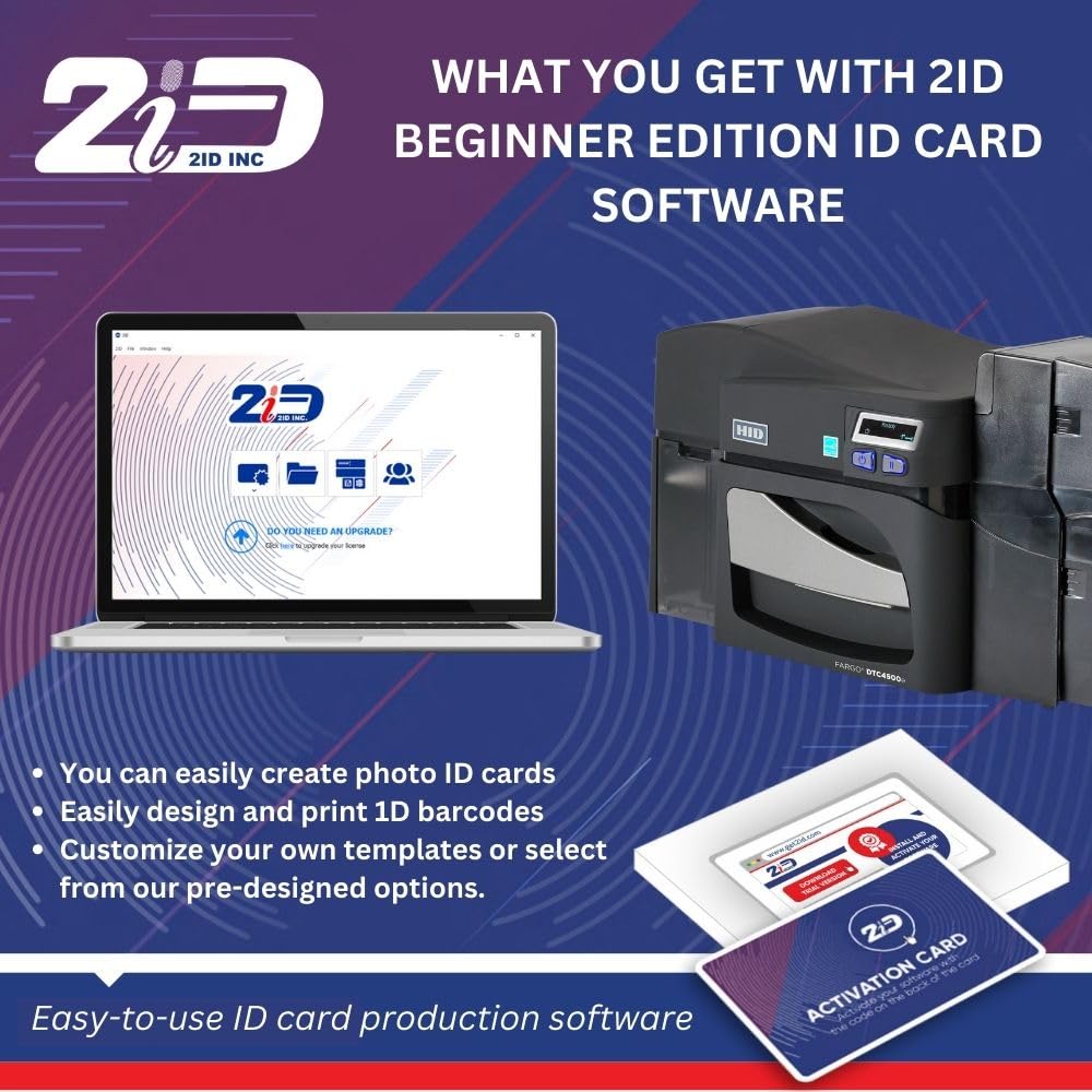 2ID- Fargo DTC4500e Dual Sided ID Card Printer | 055100 | Professional ID Card Machine for Corporate, Government, Student IDs, and More