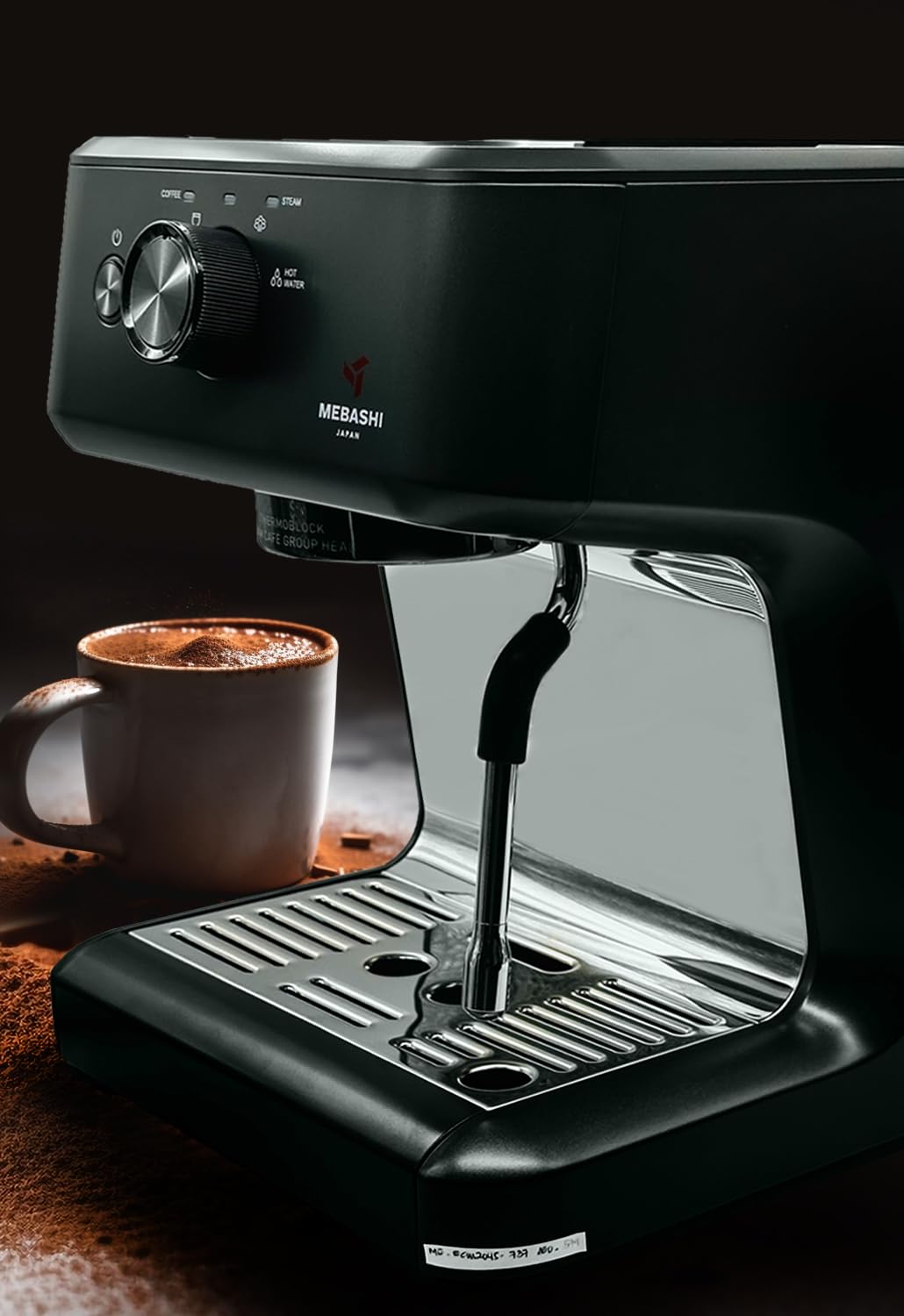 MEBASHI Espresso Coffee Machine - 1.25L, 20 Bar, Thermo Block Heating, PID Control (ME-ECM2045) (Black)| 1450W