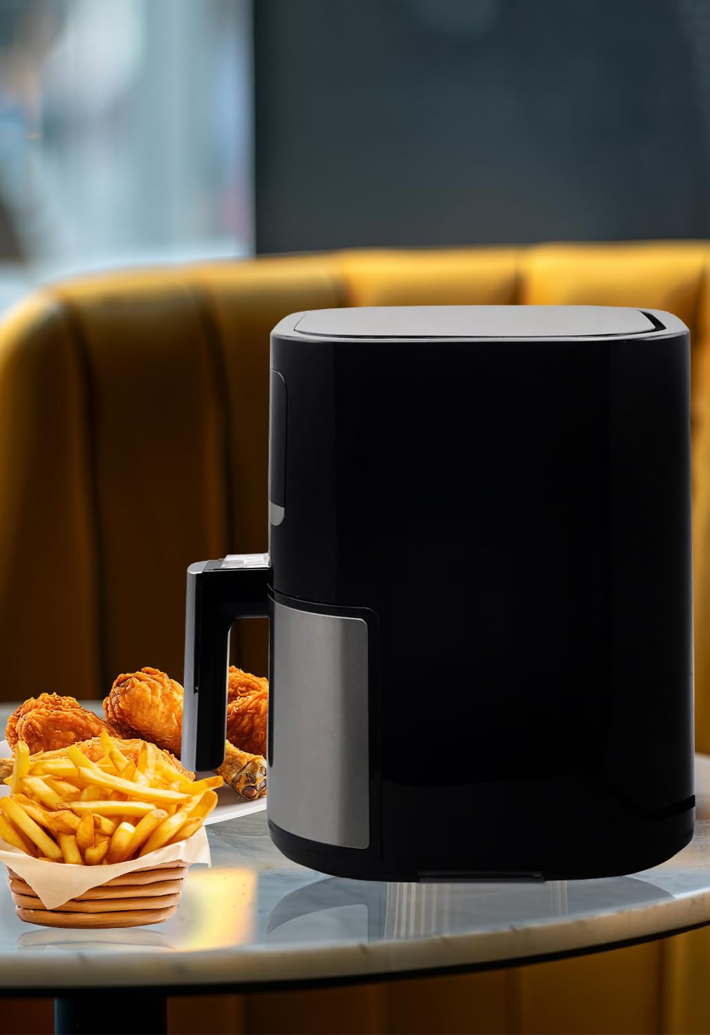 MEBASHI Air Fryer, 1600W 4.5L Capacity, Air Fryer Digital Display, 10 Pre-Set Cooking Programs, Non-Stick Coated Pot, Black Steel (ME-AF984)