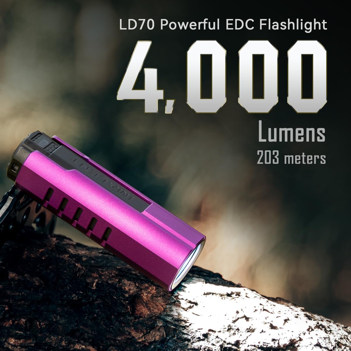 ايمالينت مصباح يدوي للجيب LD70، مصباح يدوي قوي ساطع 4000 لومن مع كري XHP70.2 LED، مصباح يدوي قابل لاعادة الشحن للتخييم والمشي لمسافات طويلة (اخضر)