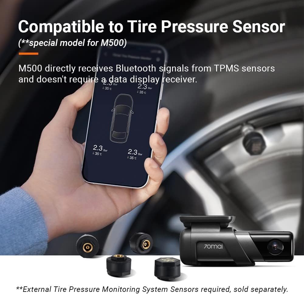 70mai Dash Cam M500, 1944P Resolution, GPS, Extended ADAS, Voice Control, 170 Degree Wide Angle, 64GB eMMC Storage, Driving Data Overlay, WiFi, App Control, Optional Monitoring