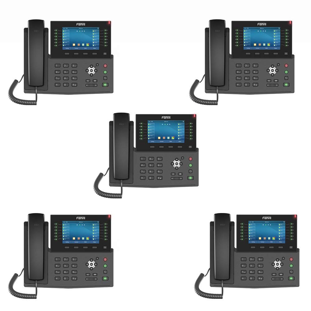 Fanvil X7C High-End Enterprise IP Phone 20 SIP Lines with Dual Gigabit Ports and Integrated PoE and WiFi Connectivity (5-Pack)