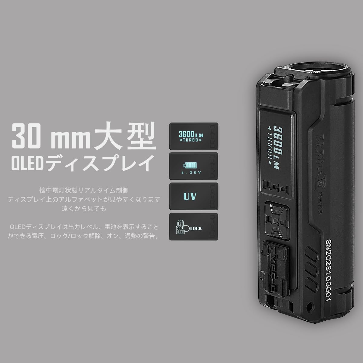IMALENT BL50 Flashlight - High Brightness 3,600 Lumens, UV Light, 428 Meters Distance, Powerful LED, Handy Key Holder, EDC, Small Pocket, Rechargeable