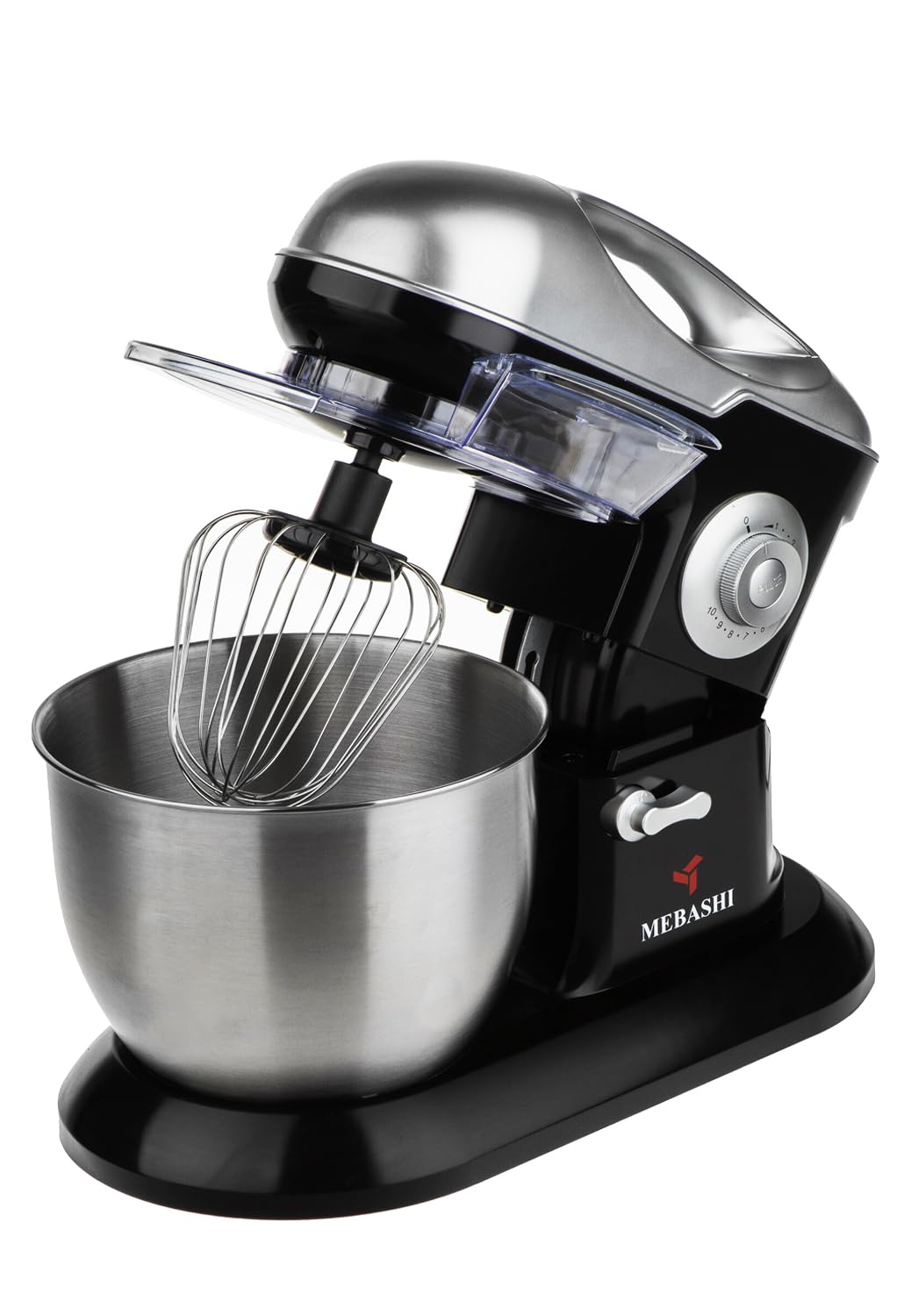 Mebashi Stand Mixer Bowl, 7 Liter Capacity, Black, 10 Speeds, Stainless Steel Bowl (ME-SBM1113) (Black)