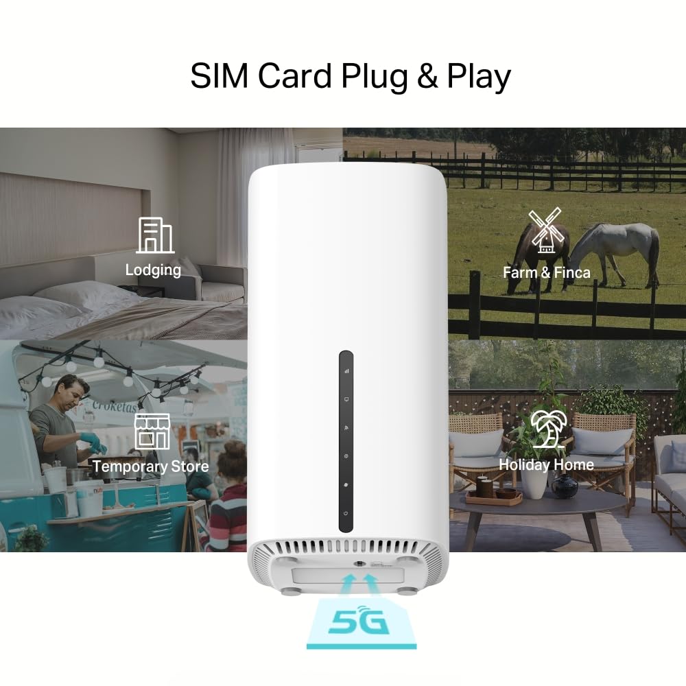 TP-Link Archer NX200 5G Wi-Fi 6 AX1800Mbps Router with SIM, Dual Band, Plug & Play, Gigabit WAN/LAN Port, 4K-QAM, Beamforming, 8×5G/LTE, 2×Wi-Fi Internal Antennas, EasyMesh, HomeShield