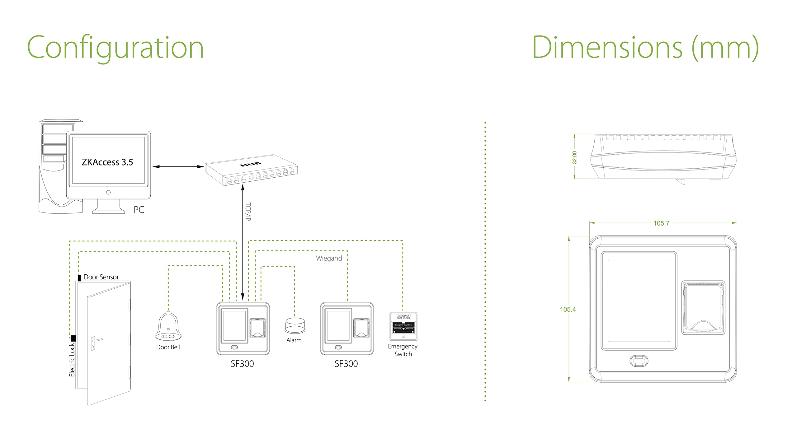 ZKTeco Biometric terminal with 2.8 inch display/up to 1,500 footprints/IP