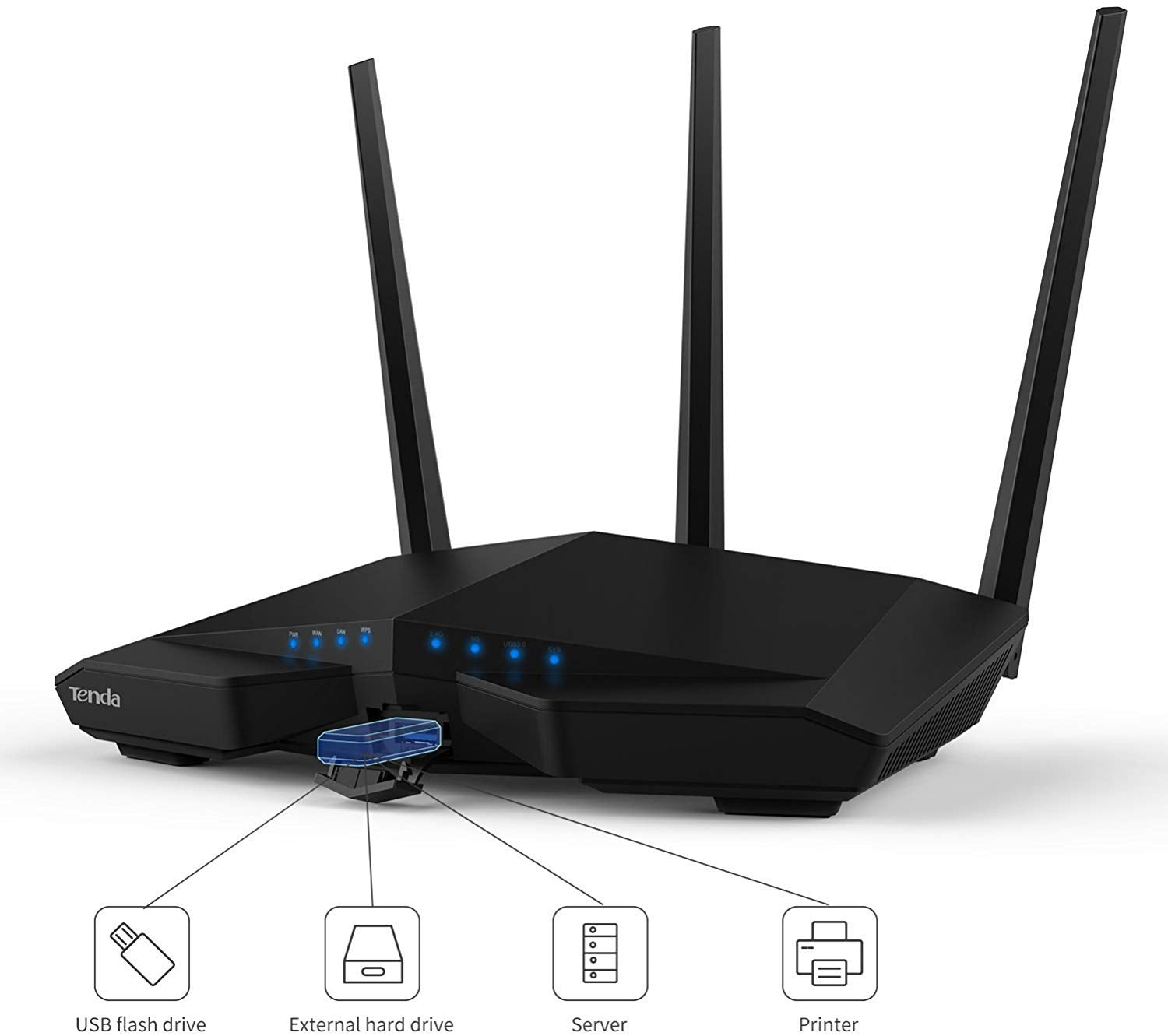 تيندا راوتر واي فاي 1900 متر 11AC ذكي ثنائي النطاق جيجابت - AC18
