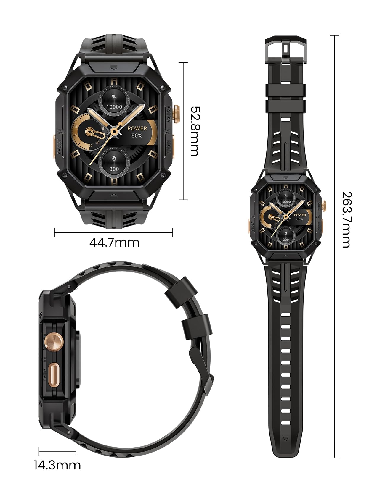 HAYLOU IRON N1 Smart Watch 2.13-inch AMOLED HD Display, 850mAh 100 Days Standby Battery Life,5ATM Waterproof,100+ Workout Modes, All-round Health Monitoring, Built-in GPS & Phone Notifications - Black