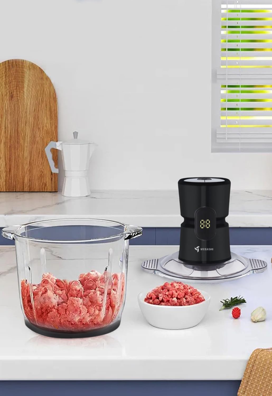 MEBASHI 3L Glass Bowl Chopper, 600W, 3 Speeds With Safety Switch, Stainless Steel Blades, (ME-CH4003) Black