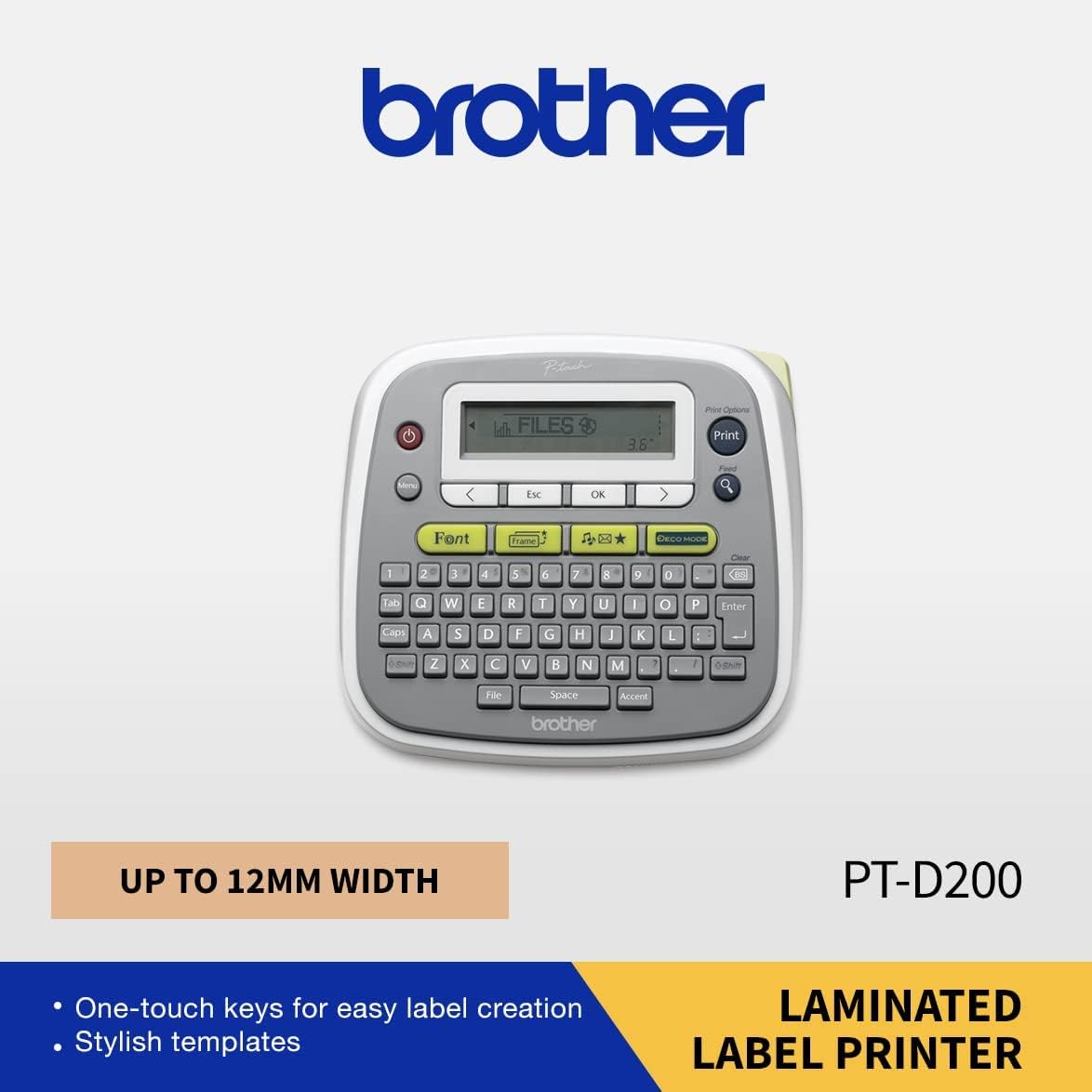 Brother PT-D200AR Label Printer, Portable Maker, English, Arabic & Farsi Keyboard, Up to 12mm