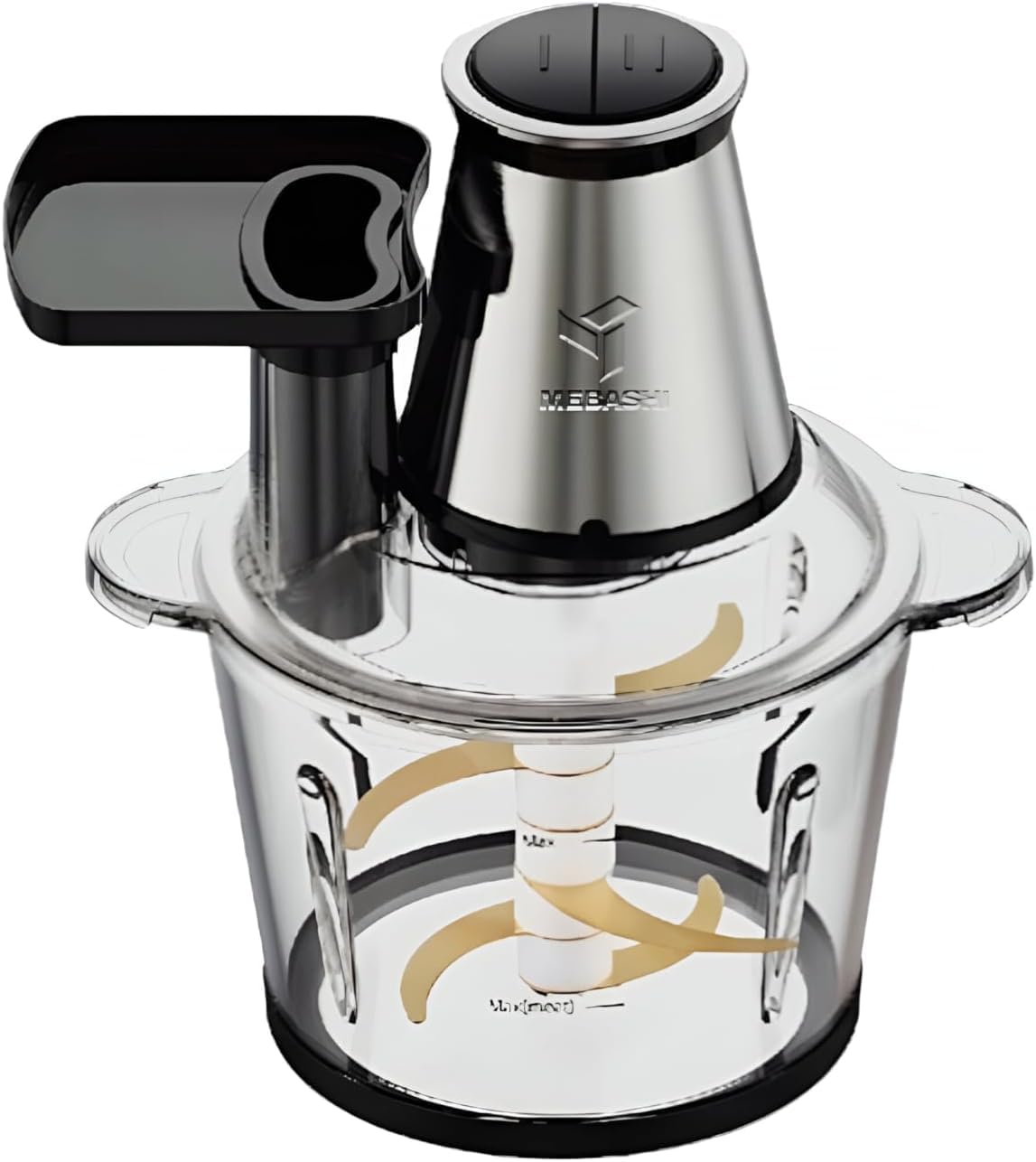 مايباشي مفرمة طعام كهربائية يابانية سعة 3 لتر | محضر اللحوم بسرعتين، 500 واط، شفرات رباعية، اسود وفضي (ME -CH4001)