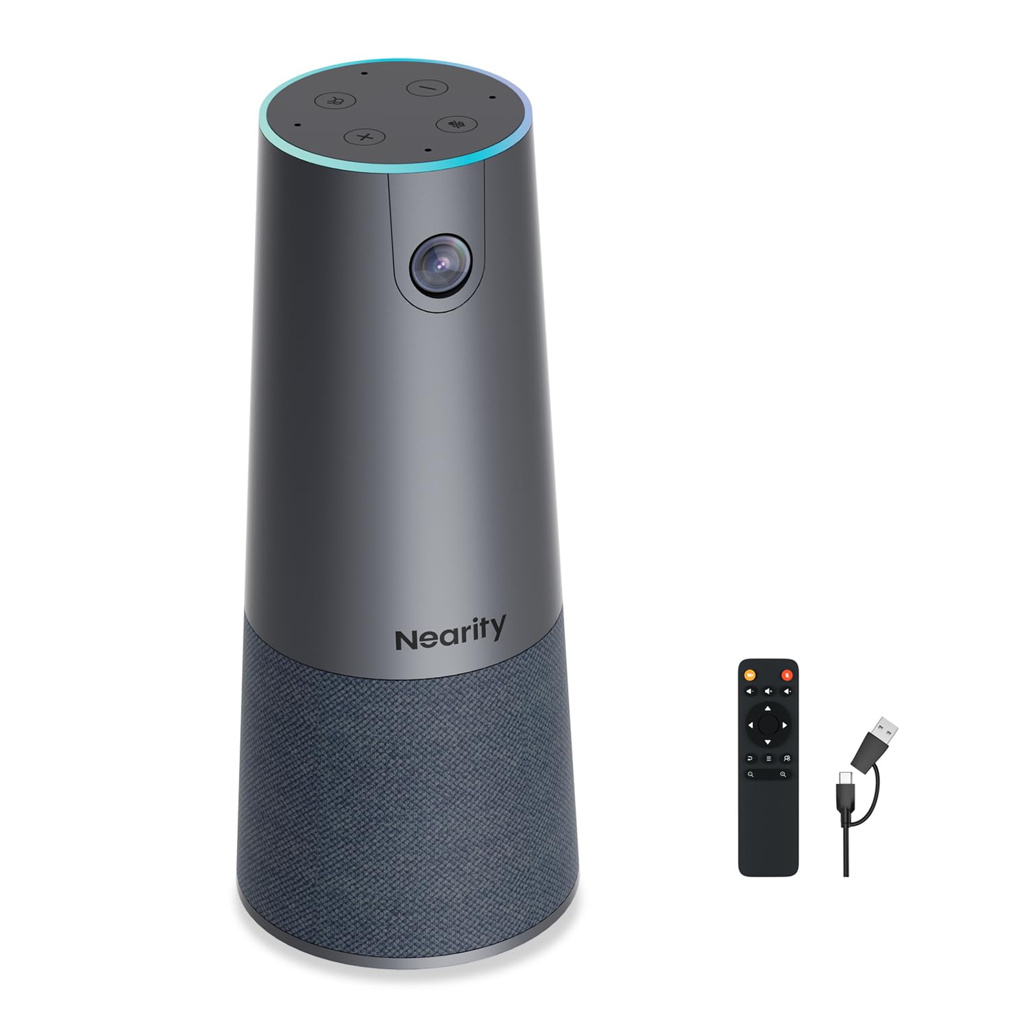 NEARITY C45 2K Video Conference Webcam with Microphone and Speaker, All-in-One Webcam with 4 Noise Cancelling Microphones, 5X Zoom FHD Webcam AI Auto-Framing Plug and Play for Zoom/Teams/Google Meet