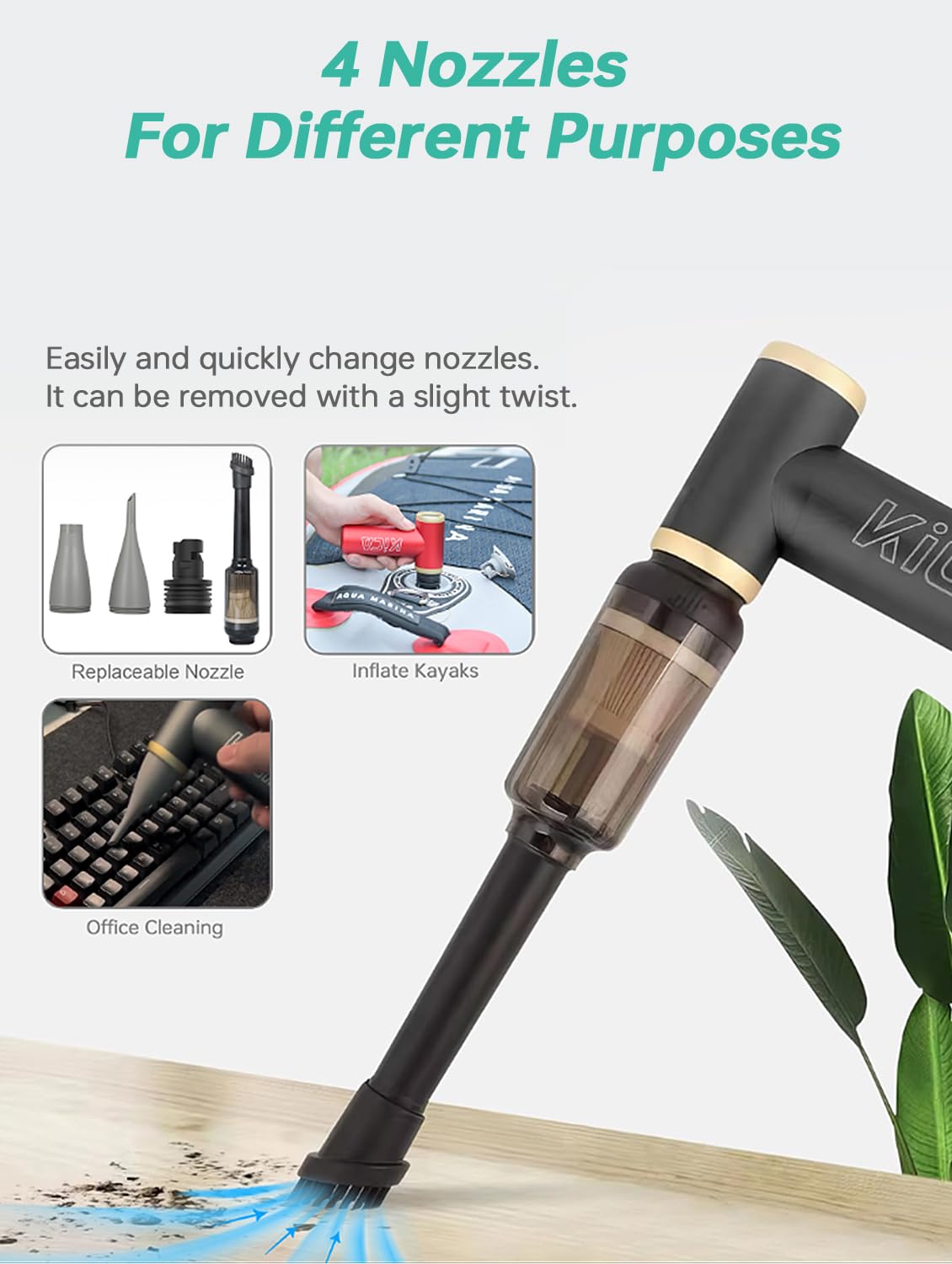 KICA JetFan 2.0 Multi-Purpose Electric Air Duster Fan, for Cleaning Electronics, Keyboard, Computer, Outdoor Hiking, Air Cushion, BBQ, 101000 RPM