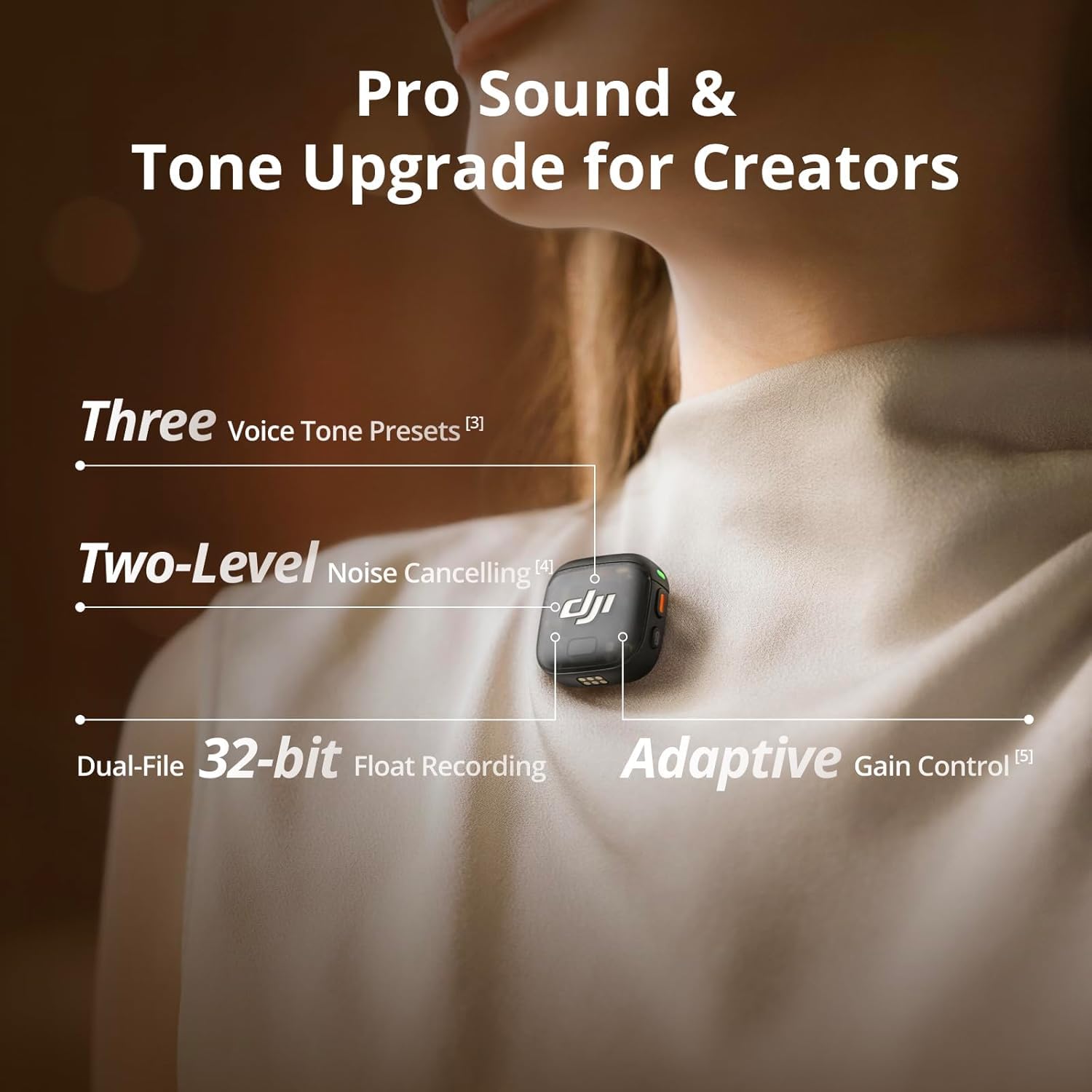 DJI Mic 3 (2 TX + 1 RX + Charging Case), Wireless Microphone for iPhone/Camera/Android, Adaptive Gain Control Balanced Volume, Dual Band Anti-Interference, 28h Use, UAE Version