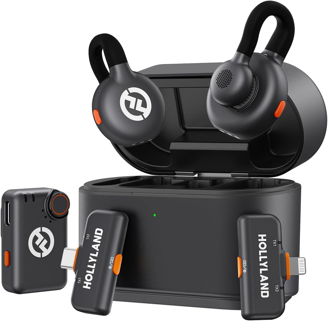 Hollyland Lark M2S Ultimate Combo Wireless Lavalier Microphone (Camera RX+Lightning RX+Type-C RX) iPhone/Camera/Android/PC, Built-in Mic, Titanium Clip Noise Cancellation, Vlog