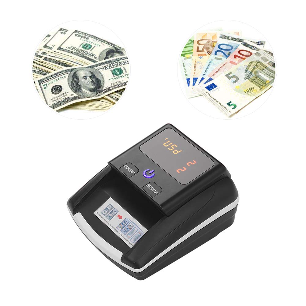 MOMC Portable Mini Money Detector, UV/MG/IR Bill Counter with Battery, Counterfeit Currency Checker for USD and Euro