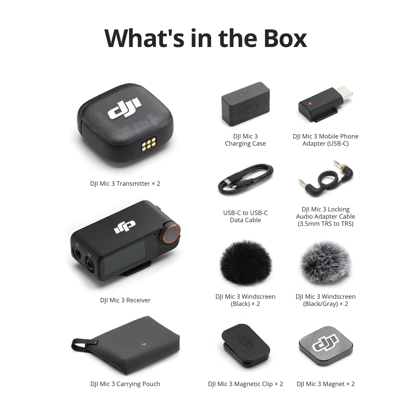 DJI مستقبل ميكروفون 3، التوافق: DJI Mic 3، اصدار الامارات العربية المتحدة مع ضمان رسمي