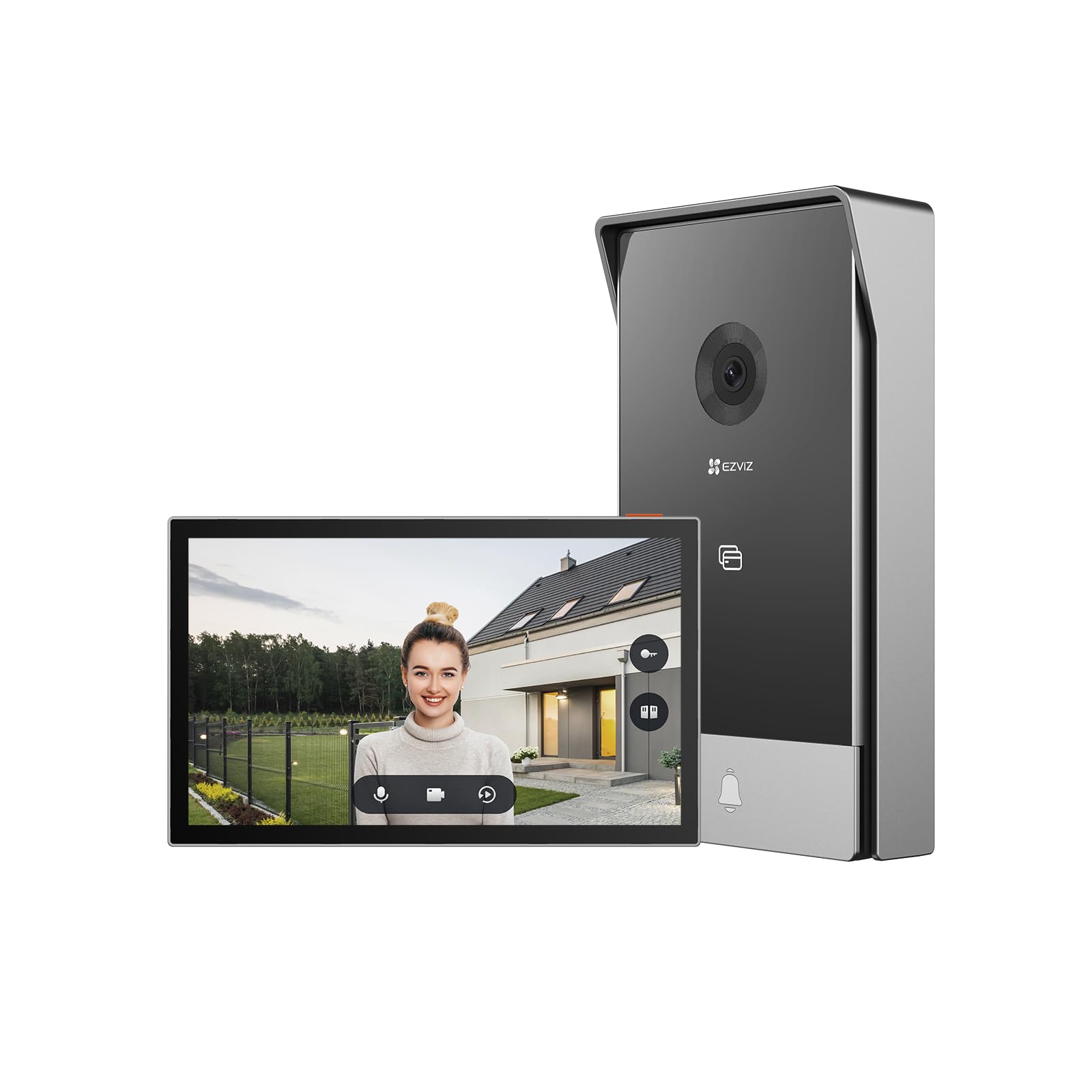 EZVIZ Battery Video Door Intercom with Solar Panel, 2K Intercom with Camera, 7 Inch Colour Touch Screen and 2-Way Audio, Dual Band, Door Intercom Supports Password, Halow Connection, EP7