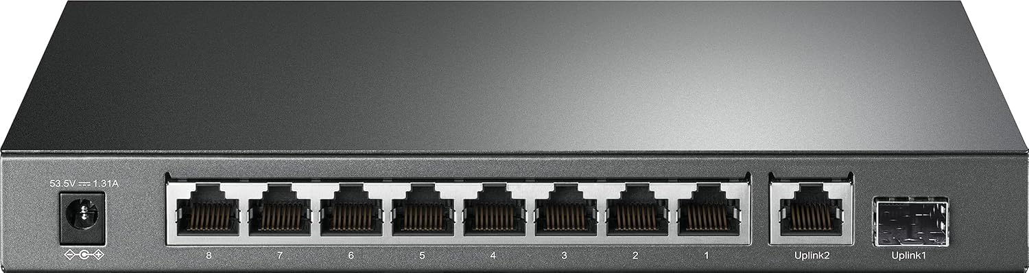 TP-Link 10-Port Gigabit Desktop Switch with 8-Port PoE+ | 9 10/100/1000Mbps RJ45 ports, 1 Gigabit SFP port | TL-SG1210P