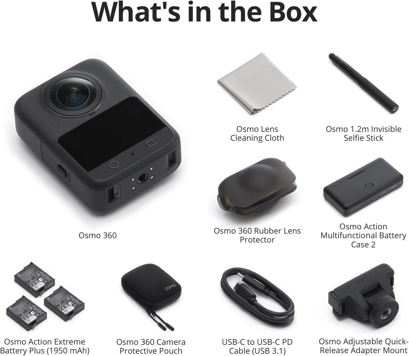 DJI Osmo 360 Adventure Combo, 1" 360° Imaging, Native 8K & Superb Low-Light, 4K/120fps & 170° Boost Video, 120MP 360° Photo, 100-Min 8K/30fps Continuous Recording, Black | DJI-ZX100-C2