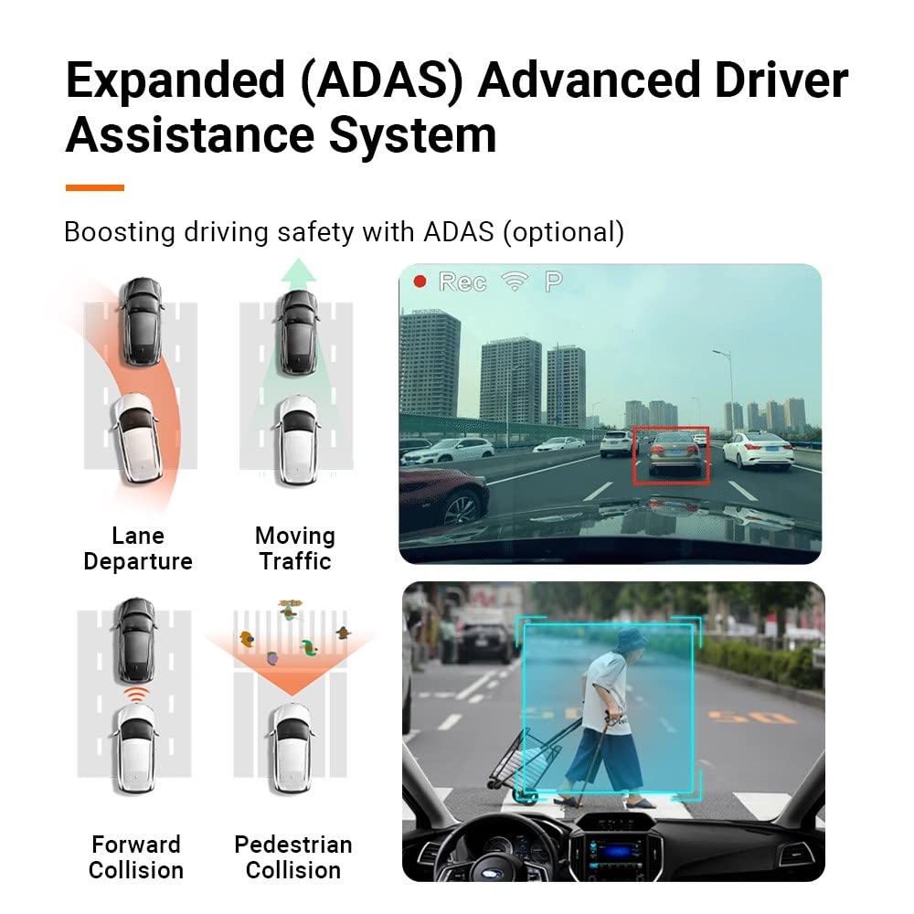 70mai M500 DashCam, 1944P Resolution, GPS, Extended ADAS, Voice Control, 170° Wide Angle, eMMC Storage, Driving Data Overlay, Wi-Fi, App Control, Optional Parking Monitoring & TPMS (32GB)