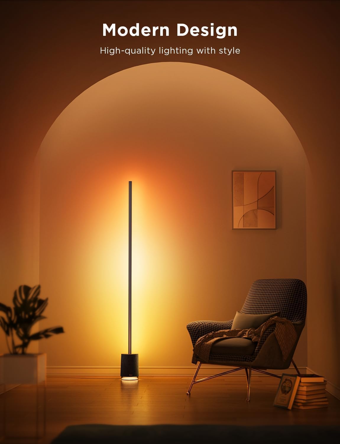 Govee RGBICWW Floor Lamp Pro, Bluetooth Speaker, White Noise Sound Machine, LED Lamp, 2100 lumens, 16 Million Colours, Music Sync, 81+ Scenes for Bedroom, Living Room, Black