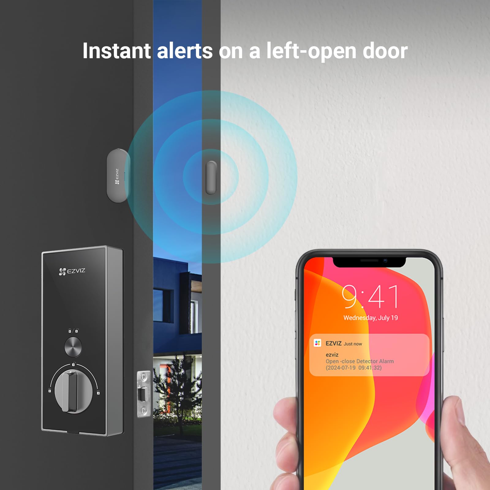 EZVIZ قفل ذكي DL04 - يدعم البلوتوث والواي فاي، دخول بدون مفتاح متعدد الطرق، جهاز تحكم عن بعد، تنبيهات مضادة للعبث، سهل التركيب - مثالي للامان المنزلي (DL04)
