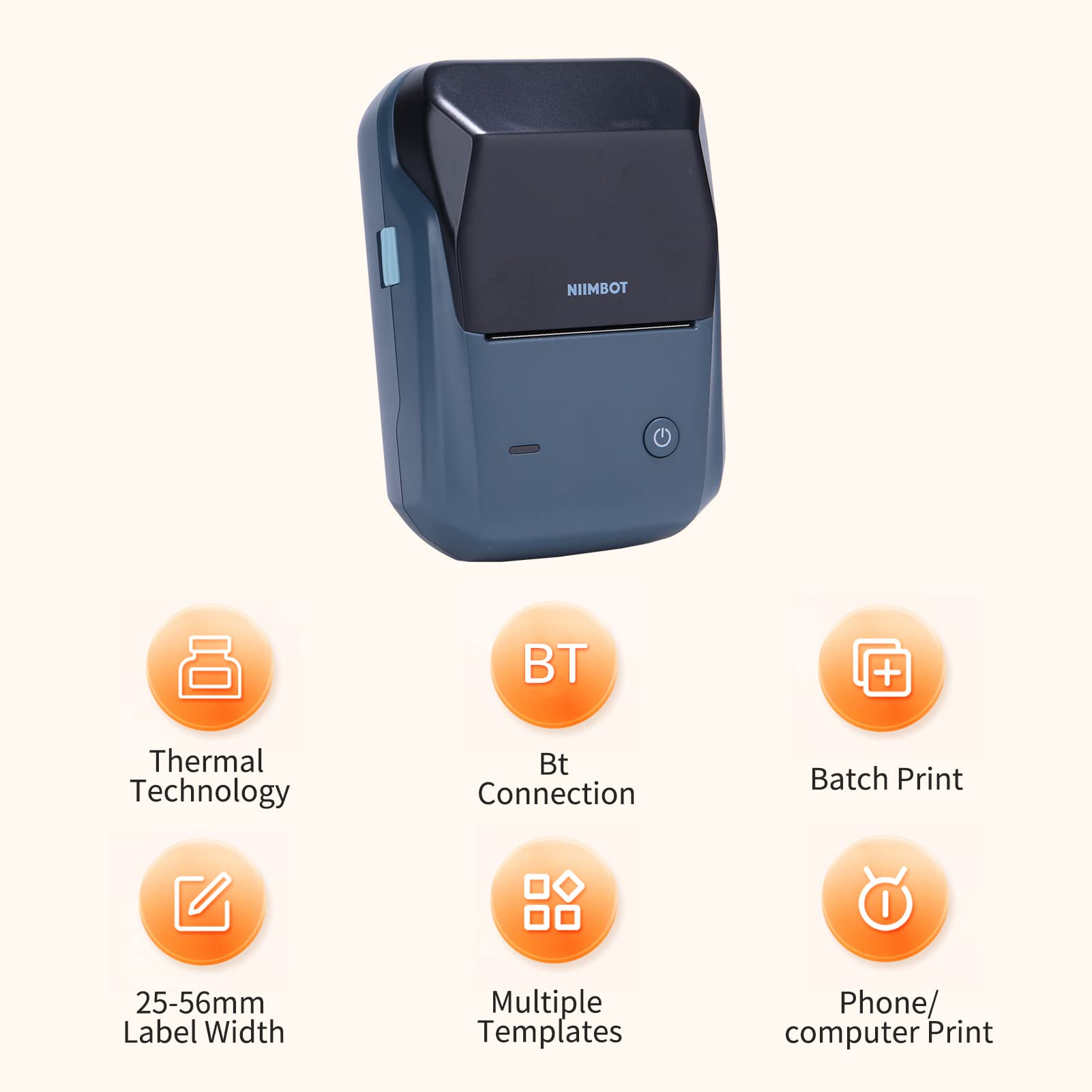 JUANZI Label printer, B1 Label Maker Machine Mini Pocket Thermal Label Printer All in One BT Connect Price Tag DIY Date Journal Study Sticker Labeling Machine with 50*30mm Label Roll Compatible with i