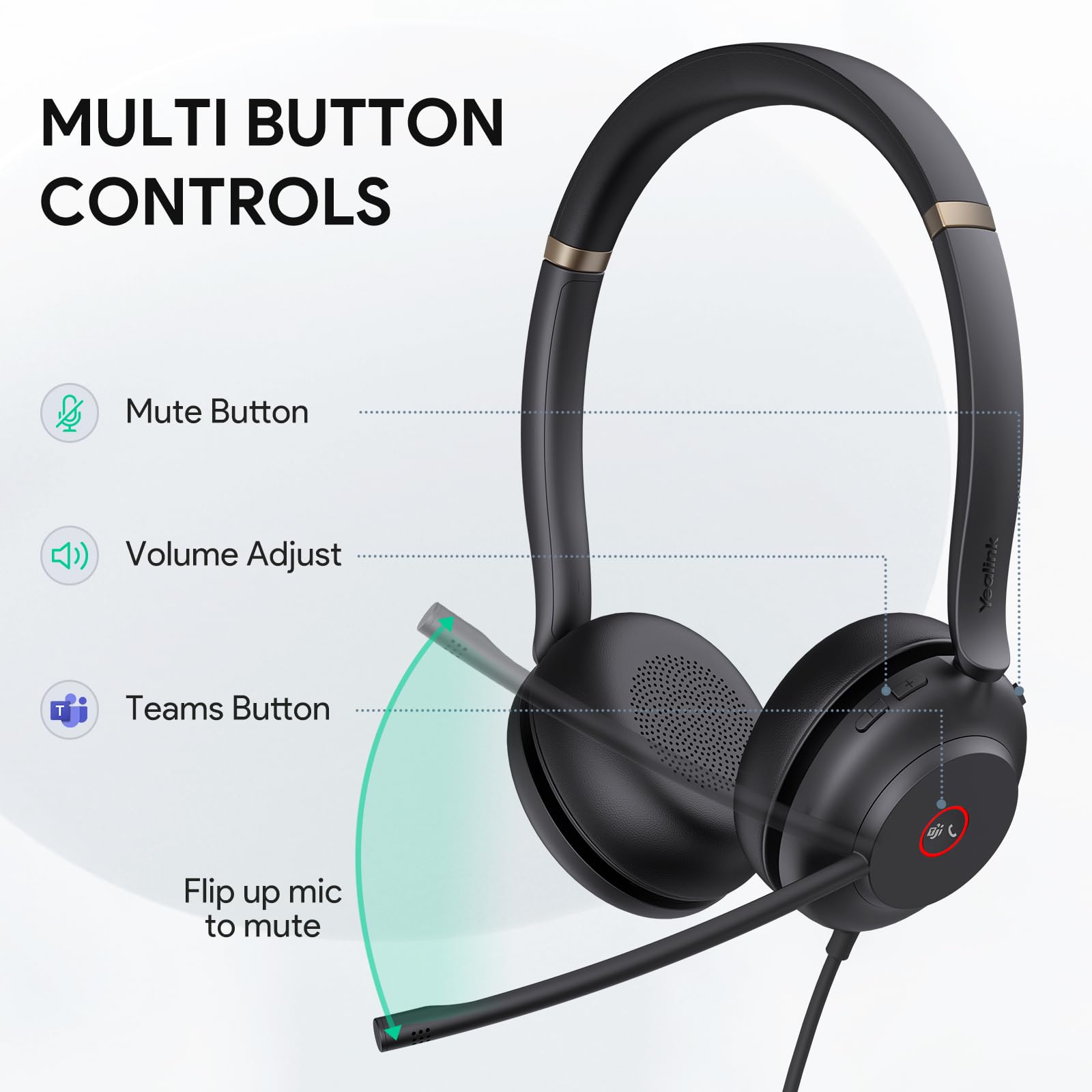 Yealink Wired Headset with Noise Cancelling Microphone,USB Headset for PC Laptop,Teams Certified,USB-A & USB-C Cable,Works with Zoom and Other Leading UC Platforms