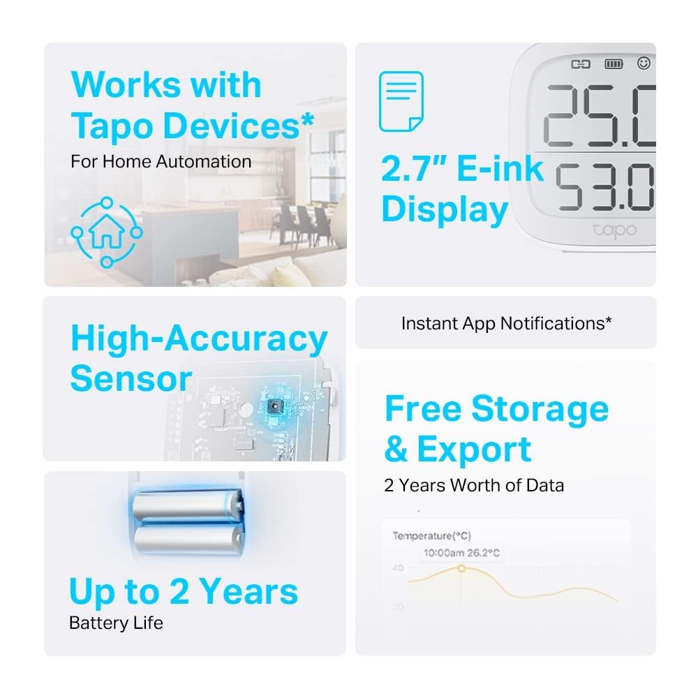 TP-Link Tapo H200 Smart IoT Hub, Up to 64 Switches and Sensors or Buttons + 4 Battery Cameras or Doorbells, Not Compatible with Tapo Camera Models with Power Cable, Kasa KE100 Thermostat