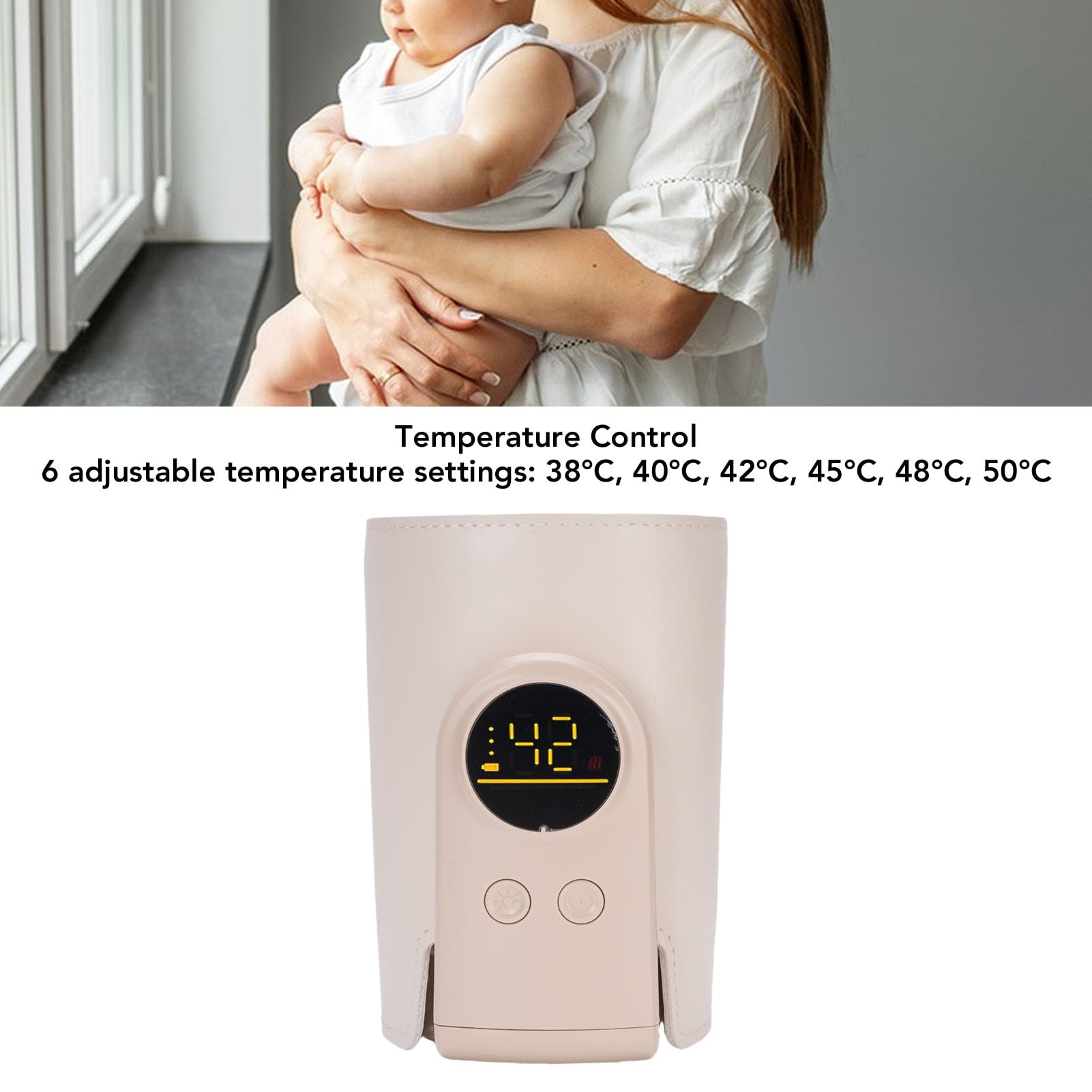 Portable Baby Bottle Warmer, Rechargeable 6 Gears Fast Baby Milk Warmer Wrap Auto Off, Equipped With Adjustable Temperature Levels, for Travel