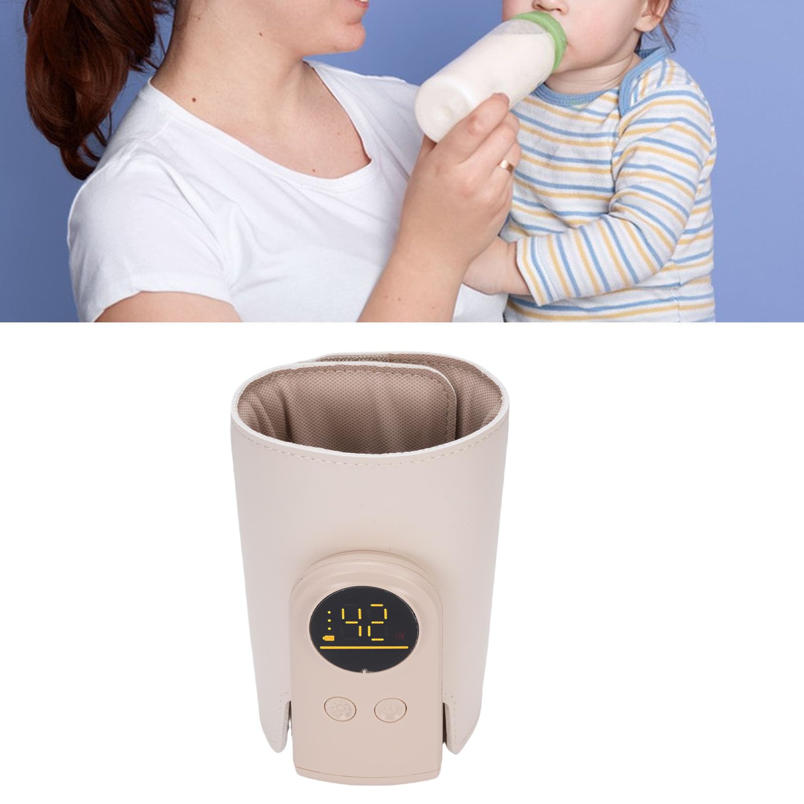 Portable Baby Bottle Warmer, Rechargeable 6 Gears Fast Baby Milk Warmer Wrap Auto Off, Equipped With Adjustable Temperature Levels, for Travel