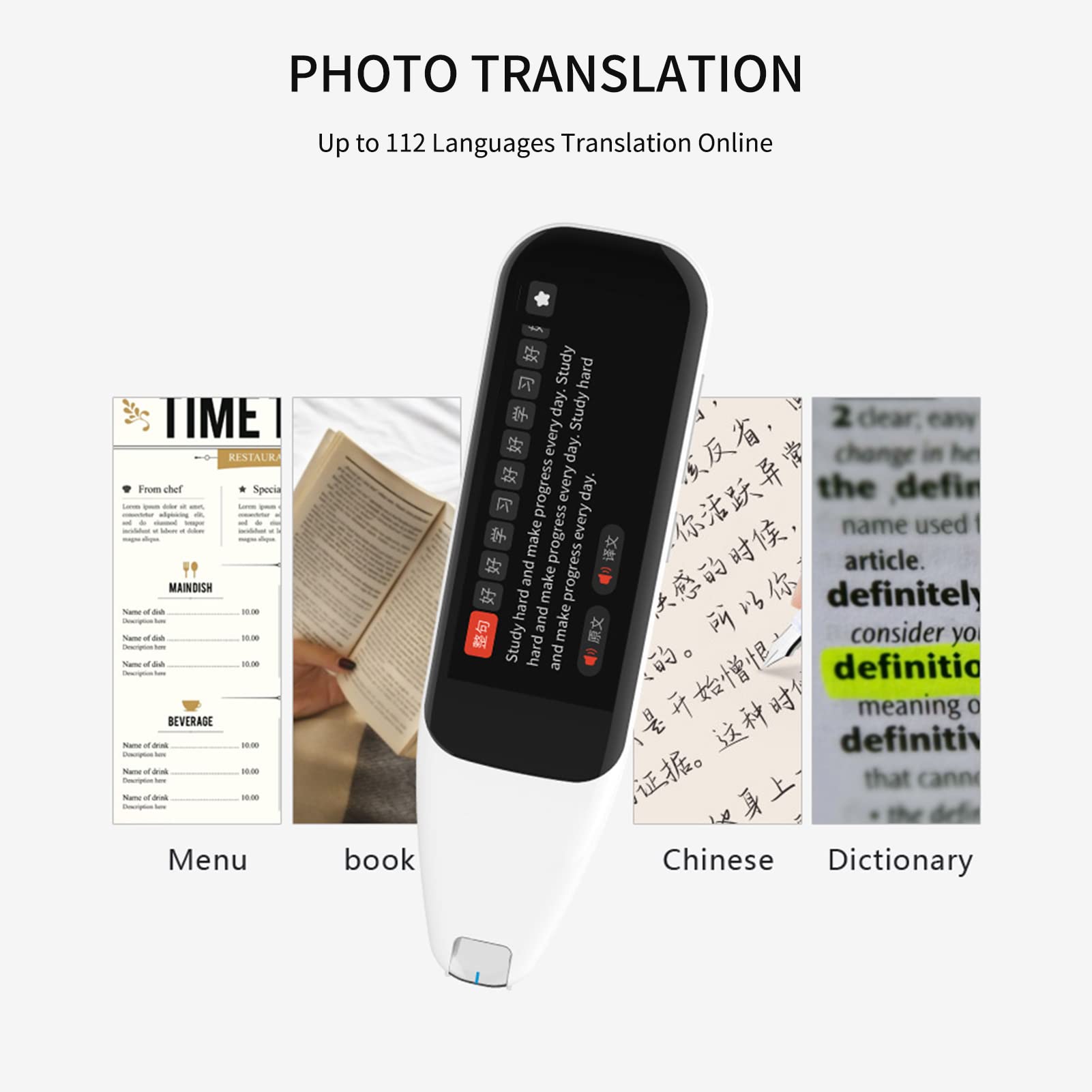 Alisa scanning pen，Dictionary Translation Pen Scanner Text Scanning Reading Translator Device Multilingual Scanner WiFi/Hotspot Connection/Offline Recording Pen Support 112 Languages