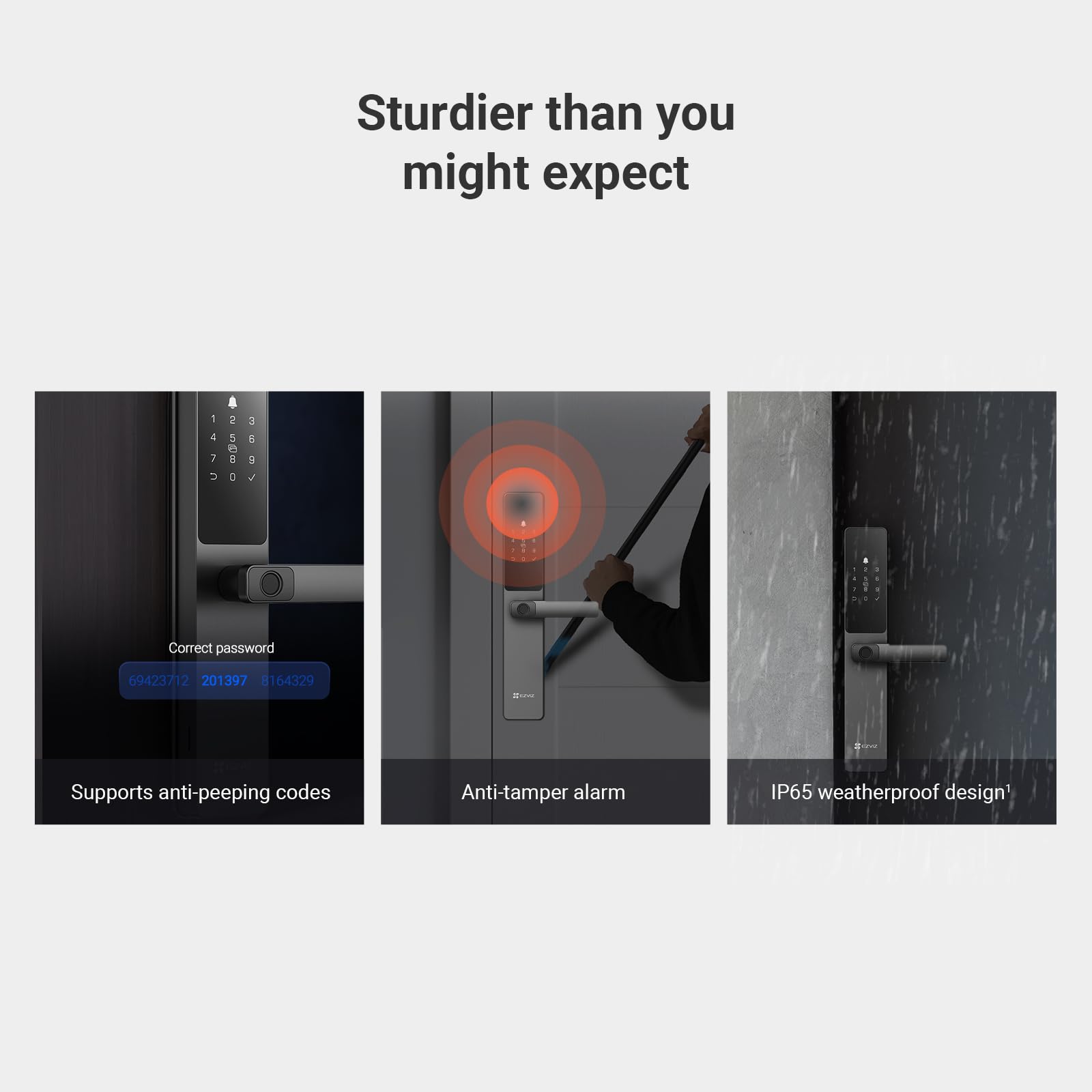 EZVIZ Smart Lock DL05, 7-in-1 Keyless Entry Door Lock, with Fingerprint Access, Multiple Unlock Options, Instant Alerts, Weather-Resistant, Child Safety Privacy Control (DL05-Grey, 6068 Mortise)