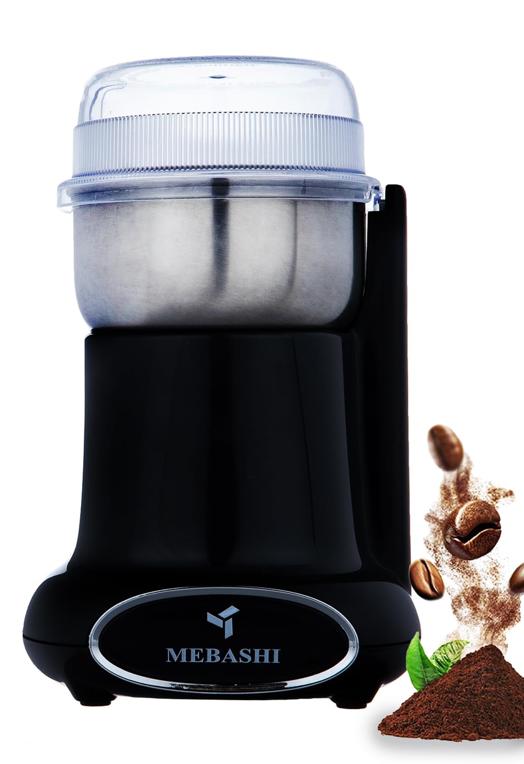 Maybashi Coffee Grinder 50g Capacity, Stainless Steel Bowl, Overheat Protection, (ME-CG2282) (Black) | 200 Watts