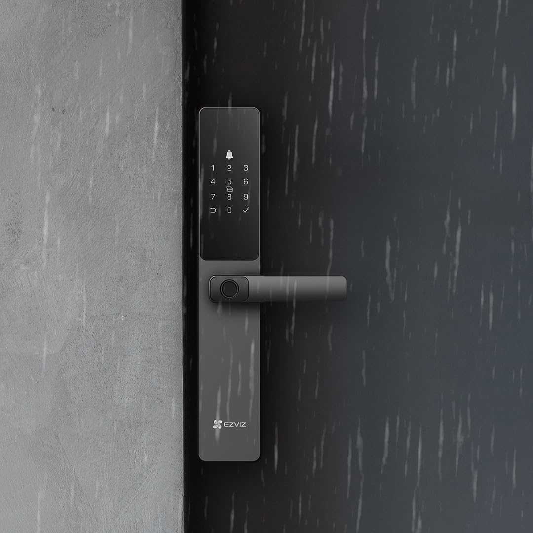 EZVIZ Smart Lock DL05, 7-in-1 Keyless Entry Door Lock, with Fingerprint Access, Multiple Unlock Options, Instant Alerts, Weather-Resistant, Child Safety Privacy Control (DL05-Grey, 6068 Mortise)