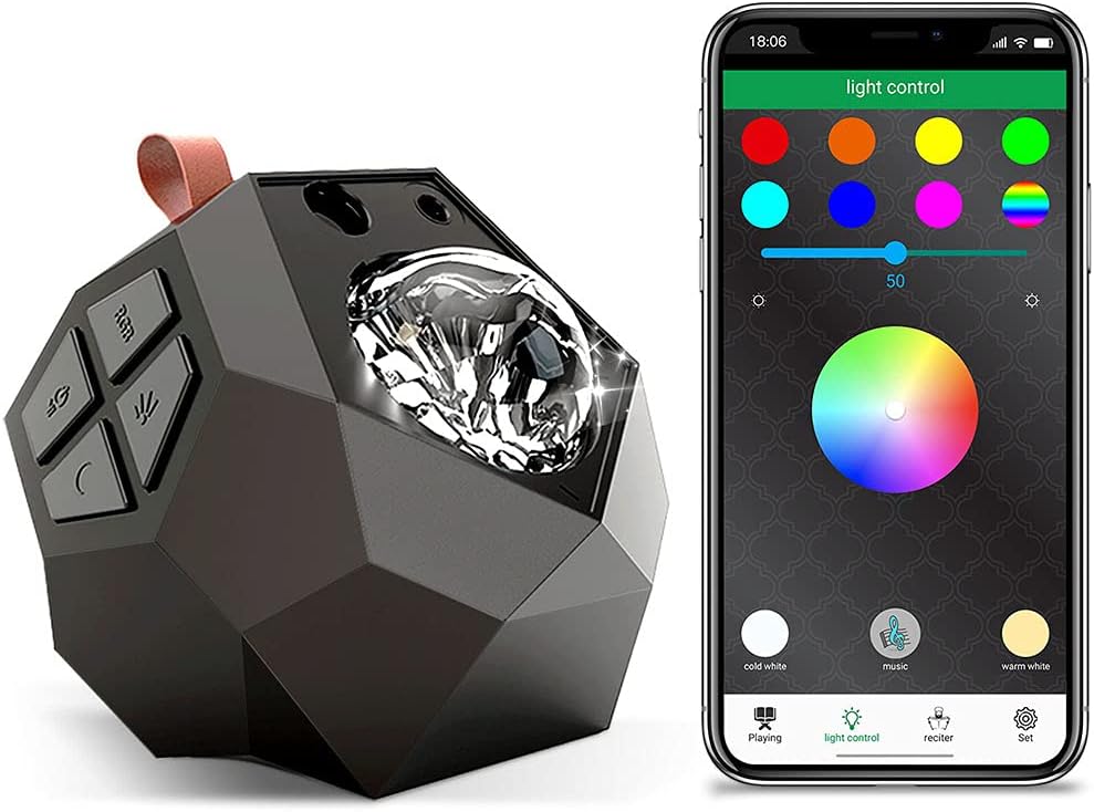 KANGCAI Azan Star Projector Night Light for Kids, Muslim Night Lights, Remote Rotating Galaxy Children's Bedside lamp Multi-Color Lighting Mode Built-in Qur'an