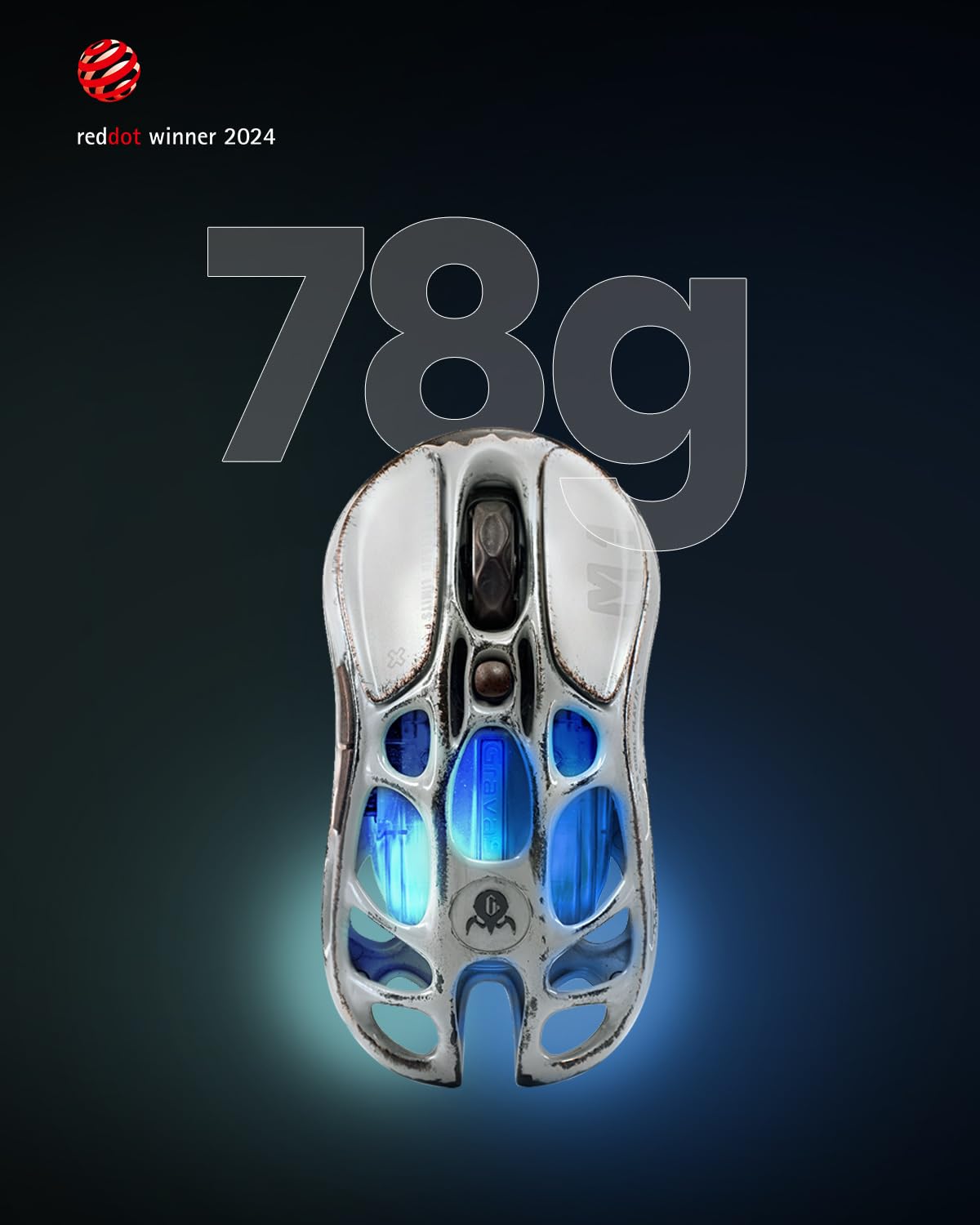 GravaStar Computer Mouse, Mercury M1 Pro Wireless Gaming Mouse with PAW3395DM Sensor, Magnesium Alloy Handcrafted Vintage Finish, 26000 DPI, 5 Programmable Buttons, Outfit with 1K & 4K Dongle