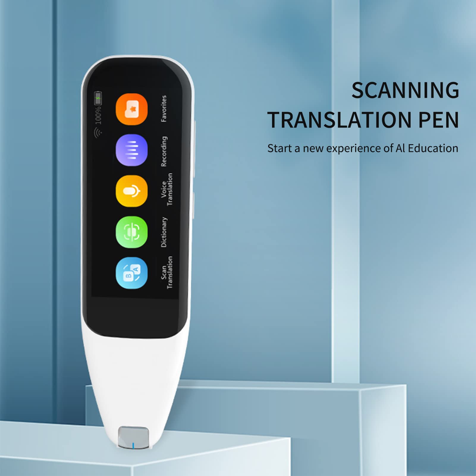 Alisa scanning pen，Dictionary Translation Pen Scanner Text Scanning Reading Translator Device Multilingual Scanner WiFi/Hotspot Connection/Offline Recording Pen Support 112 Languages