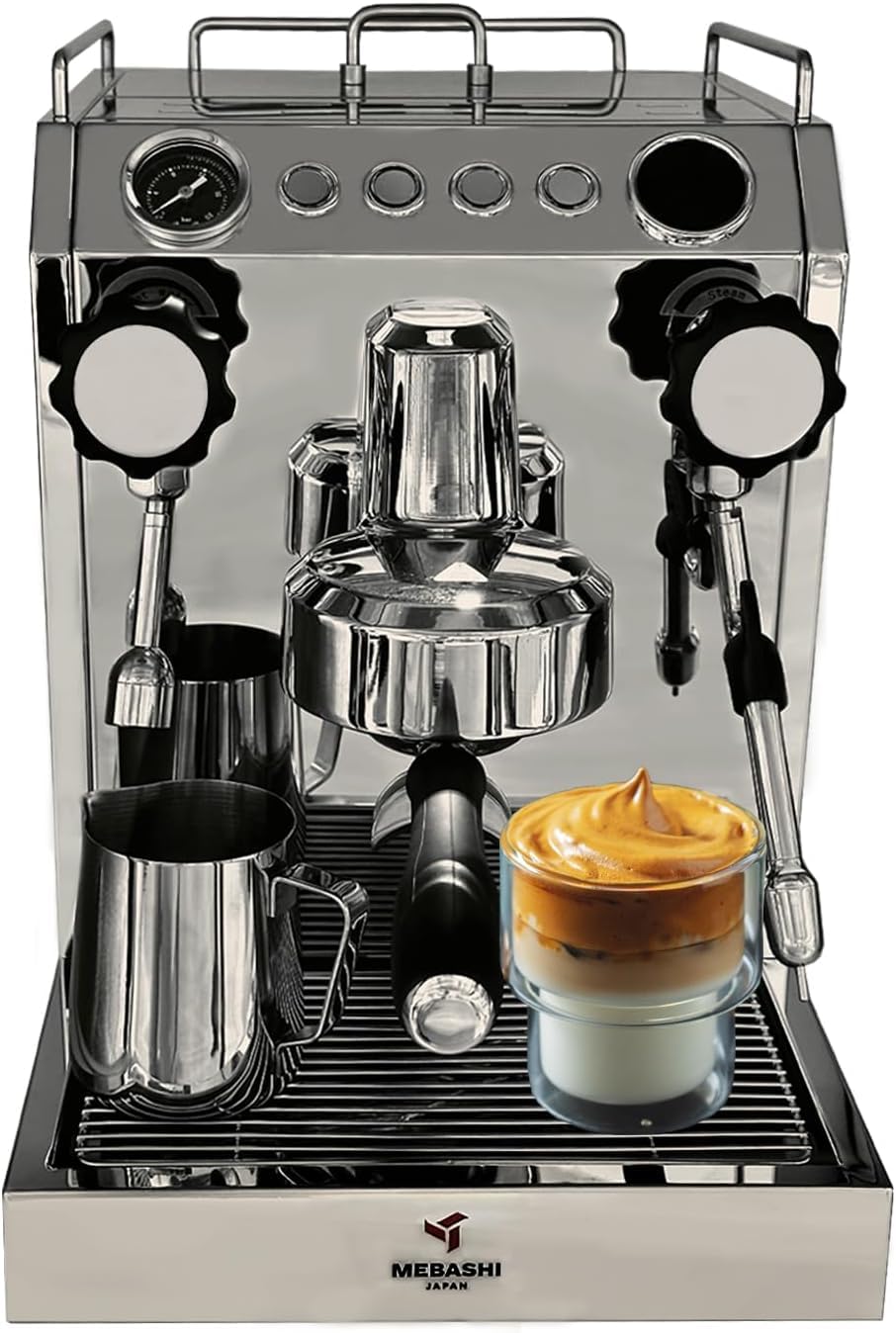 Commercial Dual Boiler Coffee Machine Mebashi 2700W, 2.5L Capacity, 15 Bar Pressure, Stainless Steel ME-CCM2055